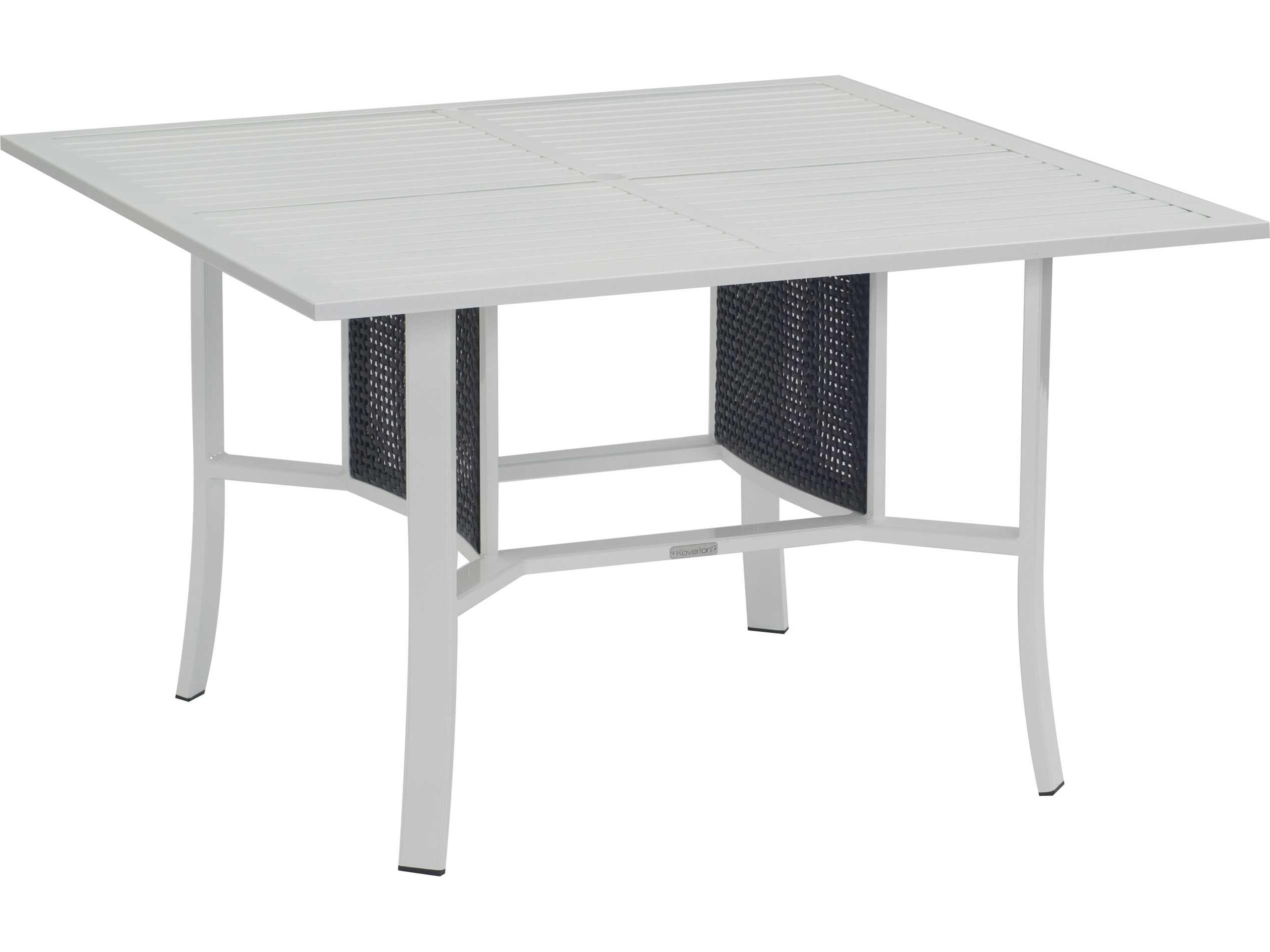 Koverton Parkview Woven Wicker Square Patio Dining Table with Umbrella Hole