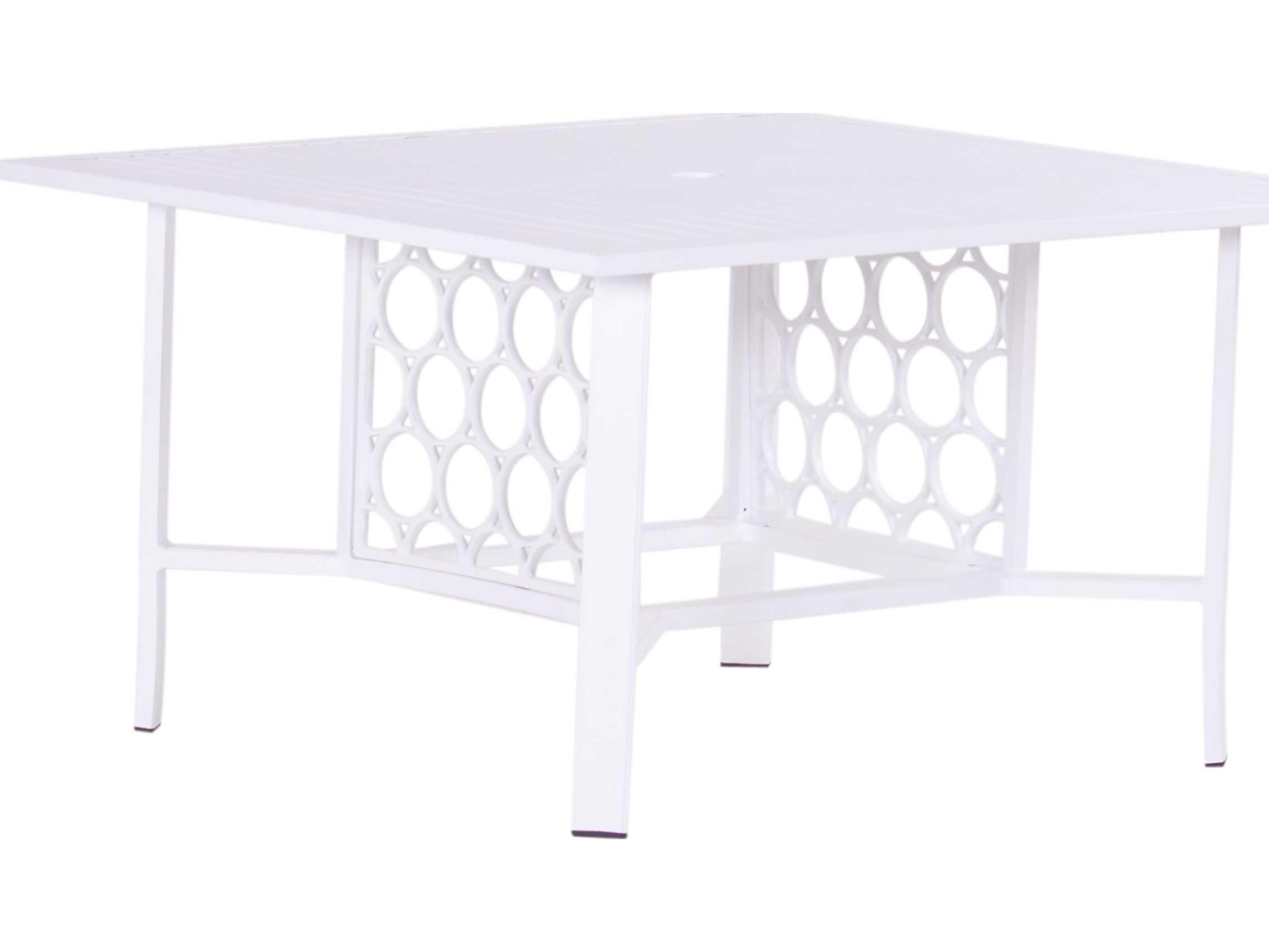 Koverton Parkview Cast Aluminum Square Patio Chat Table with Umbrella Hole