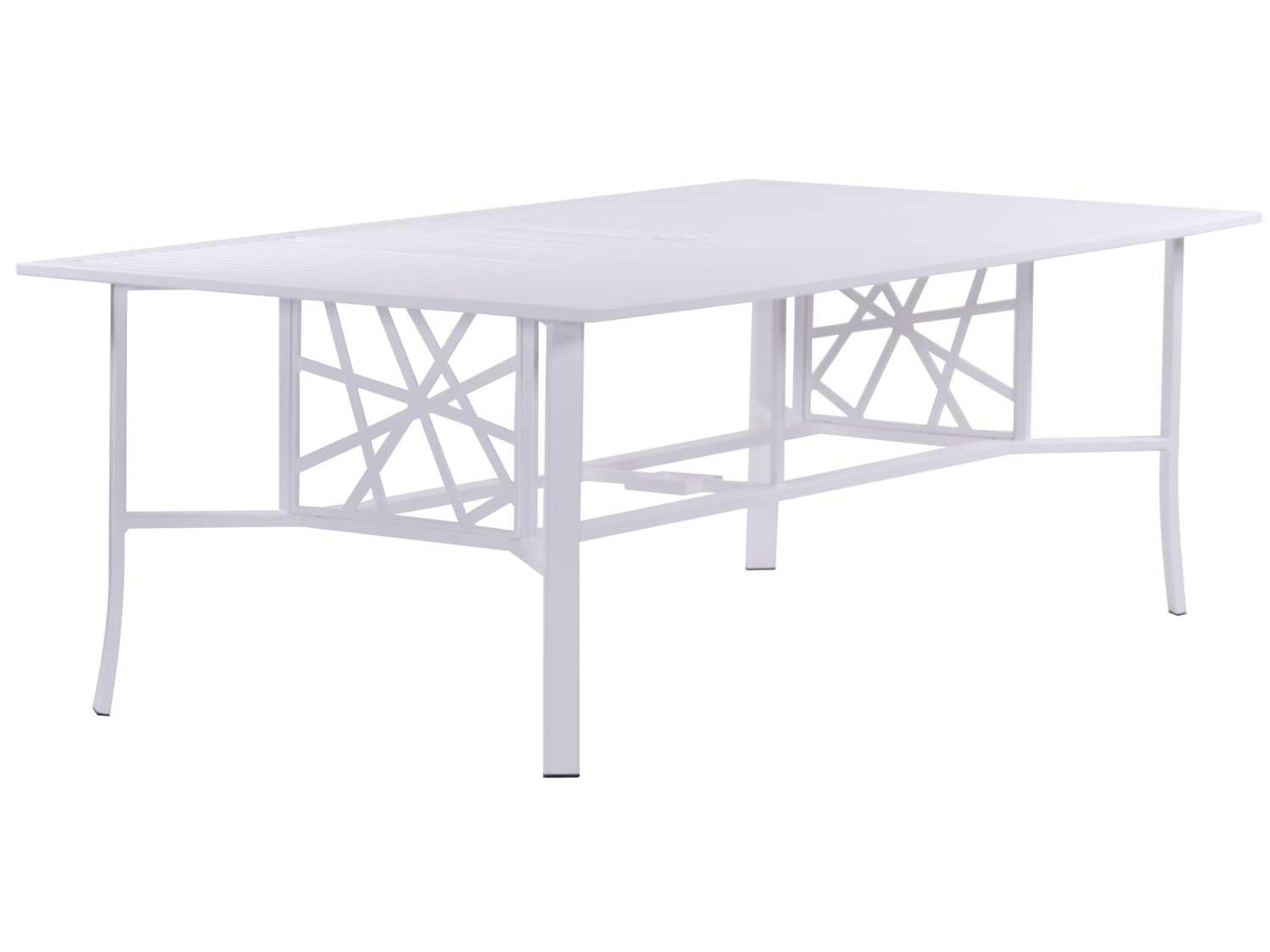 Parkview Knest Cast Aluminum Rectangular Outdoor Dining Table with Umbrella Hole