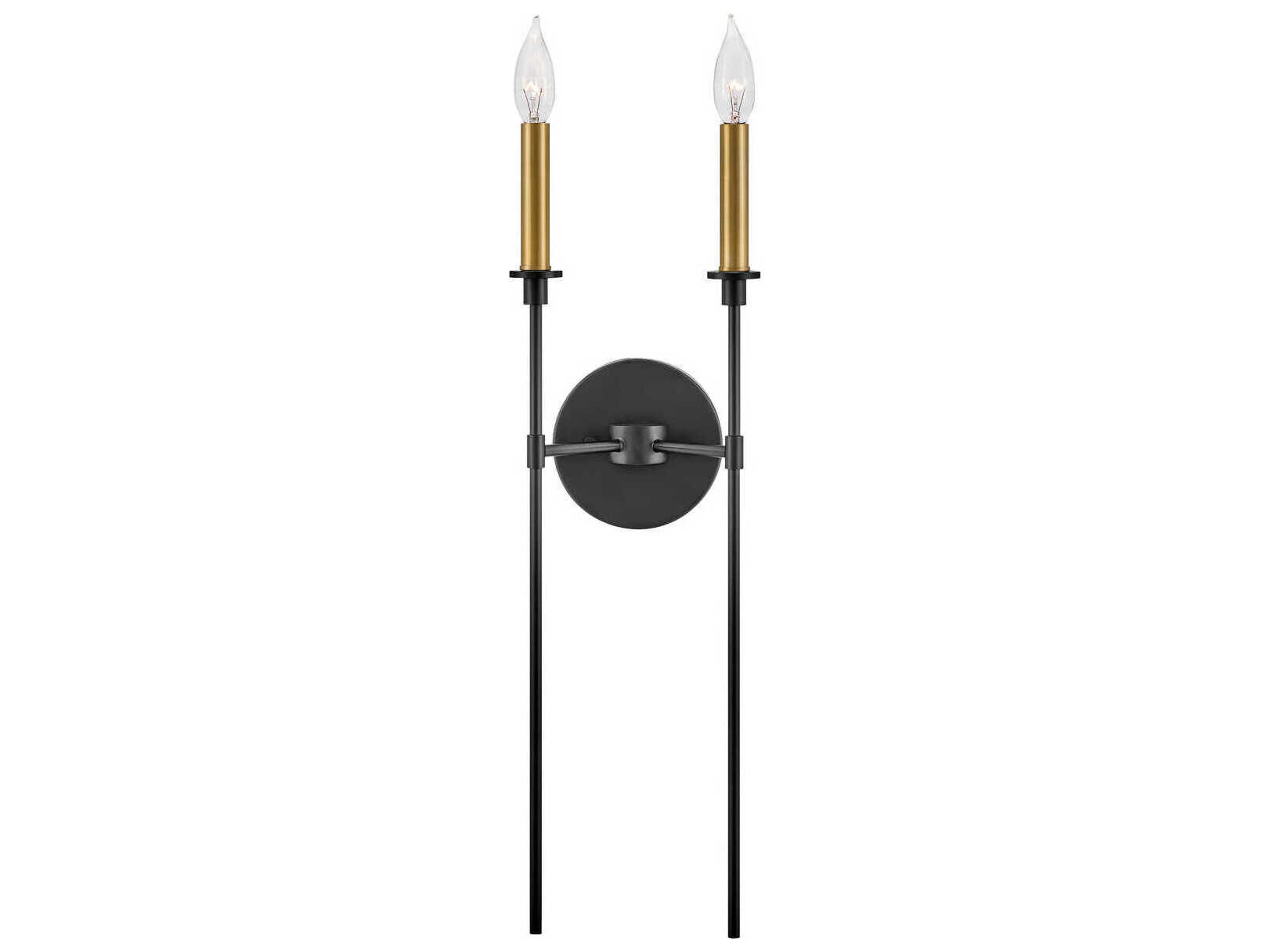 Hux 2-Light Black Lacquered Brass Wall Sconce