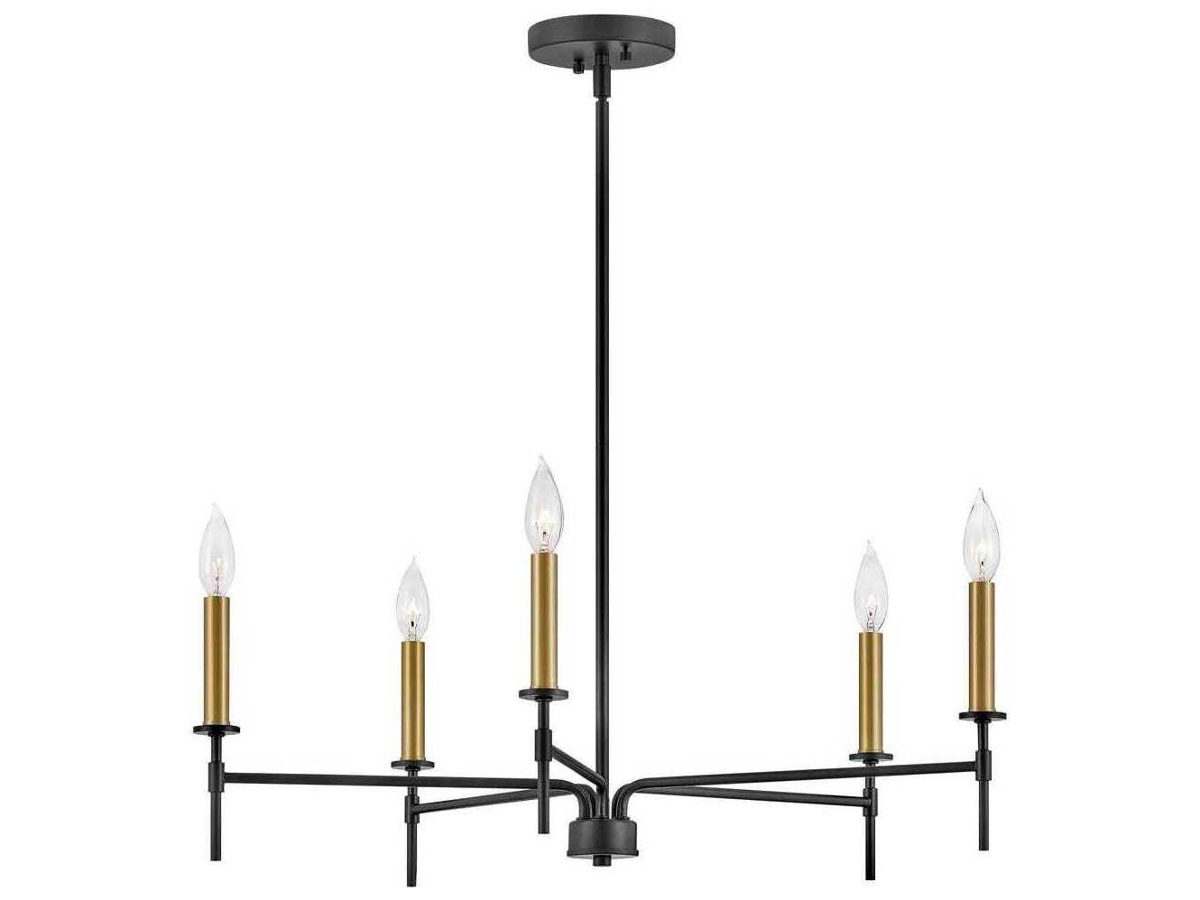 Hux 5-Light Black Lacquered Brass Chandelier