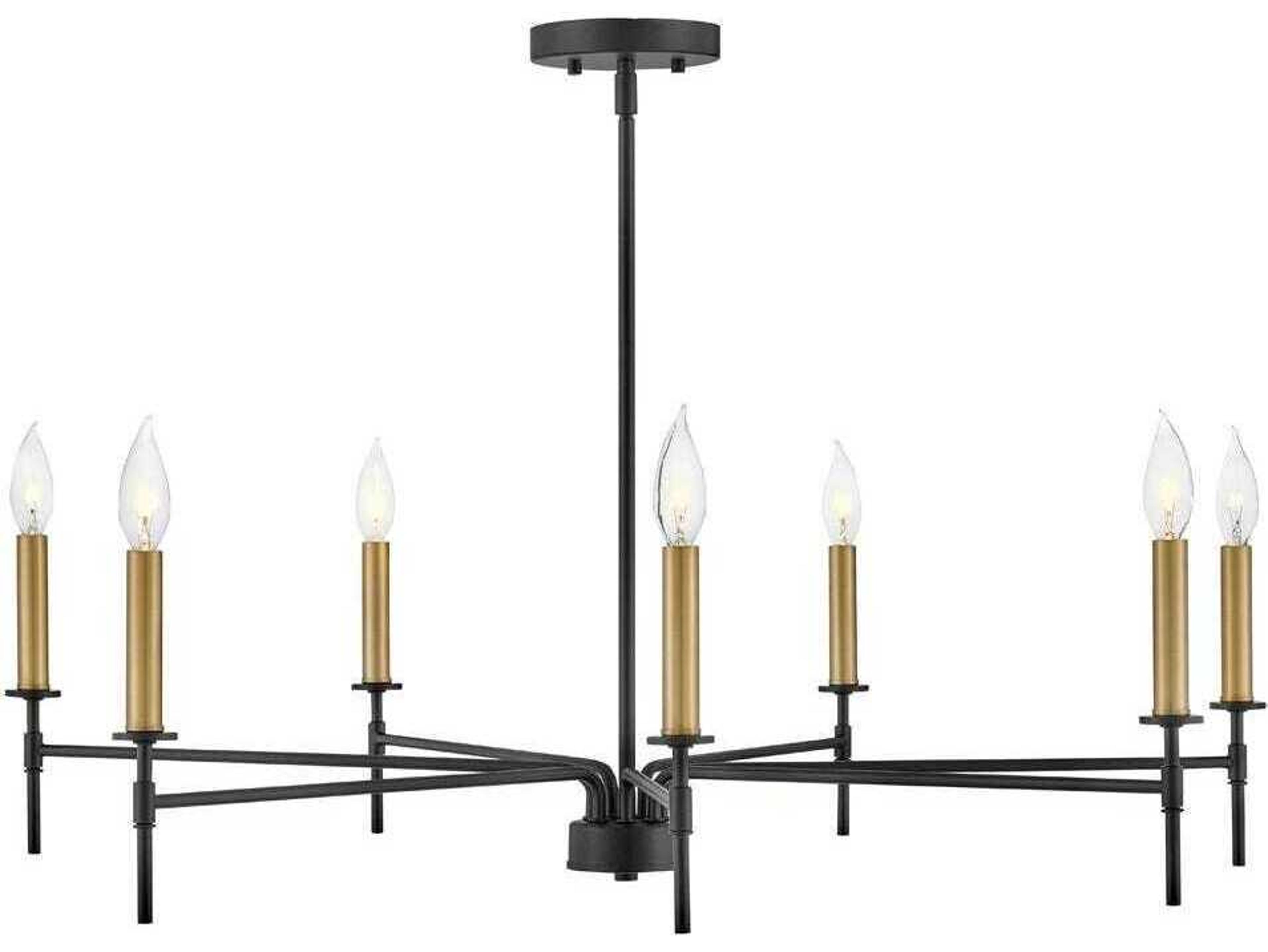 Lark Living Hux 7-Light Black Lacquered Brass Candelabra Chandelier