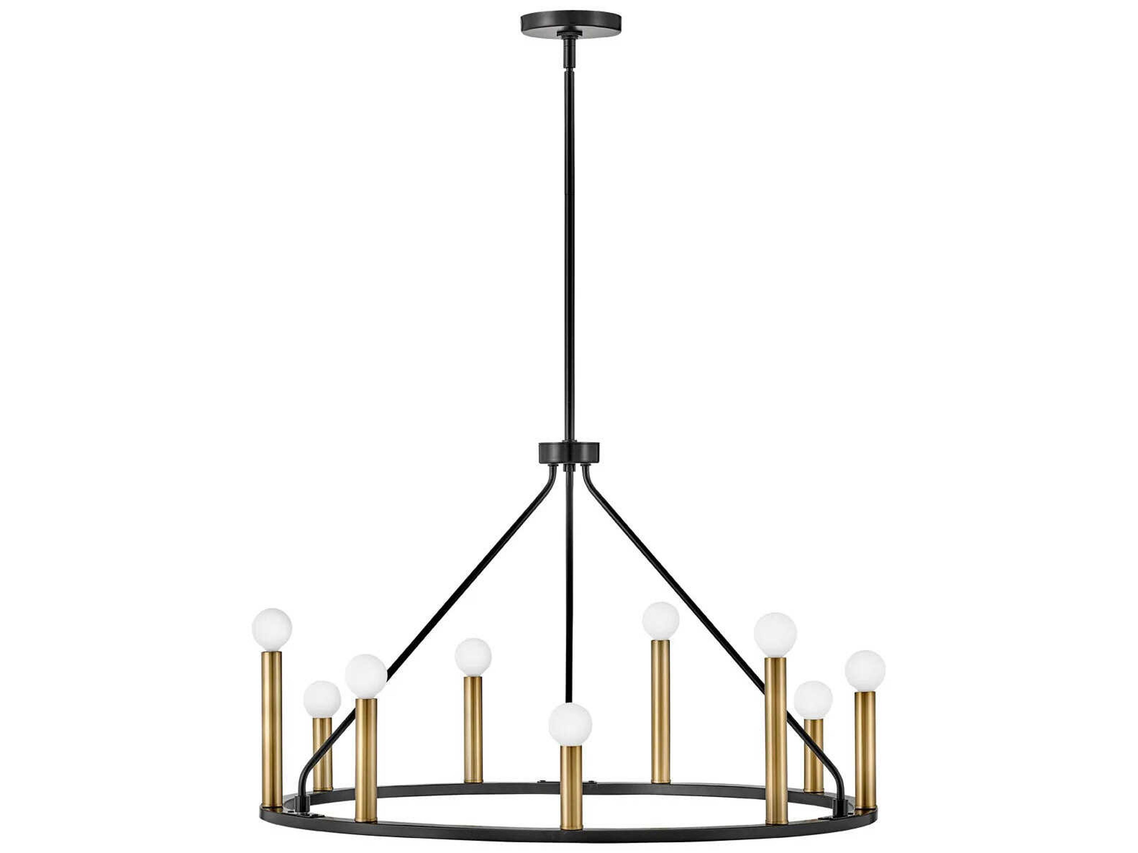 Lazlo 9-Light Black Lacquered Brass Chandelier