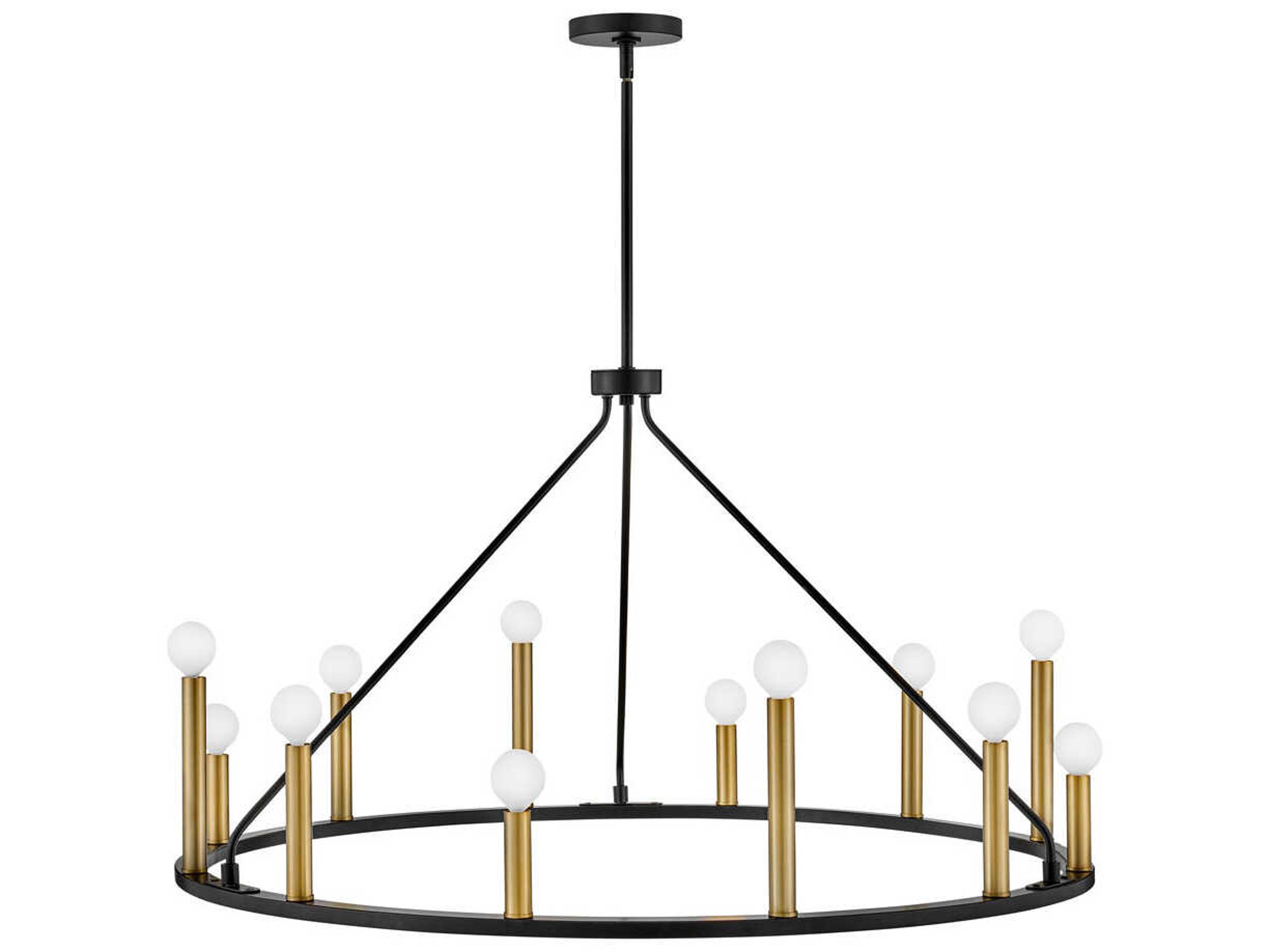 Lark Living Lazlo 12-Light Black Lacquered Brass Candelabra Chandelier