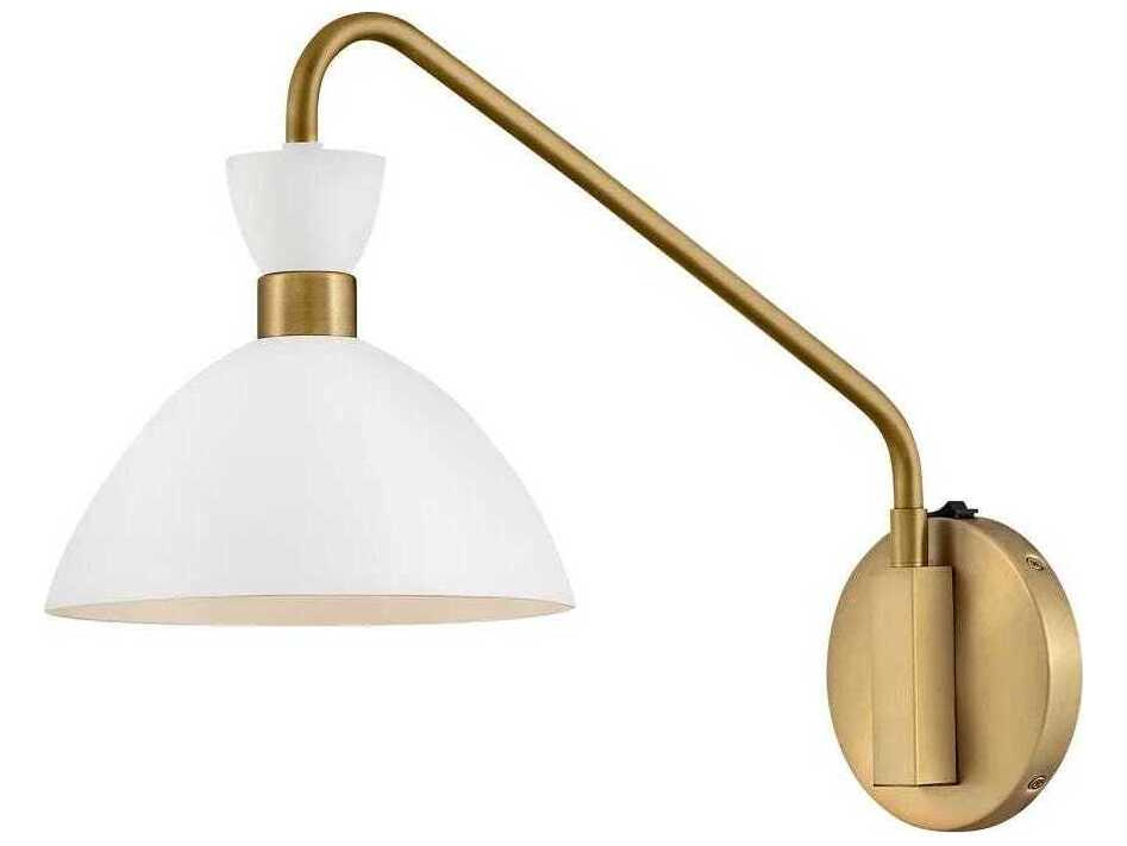 Lark Living Simon 1-Light Matte White Heritage Brass Swing Wall Sconce
