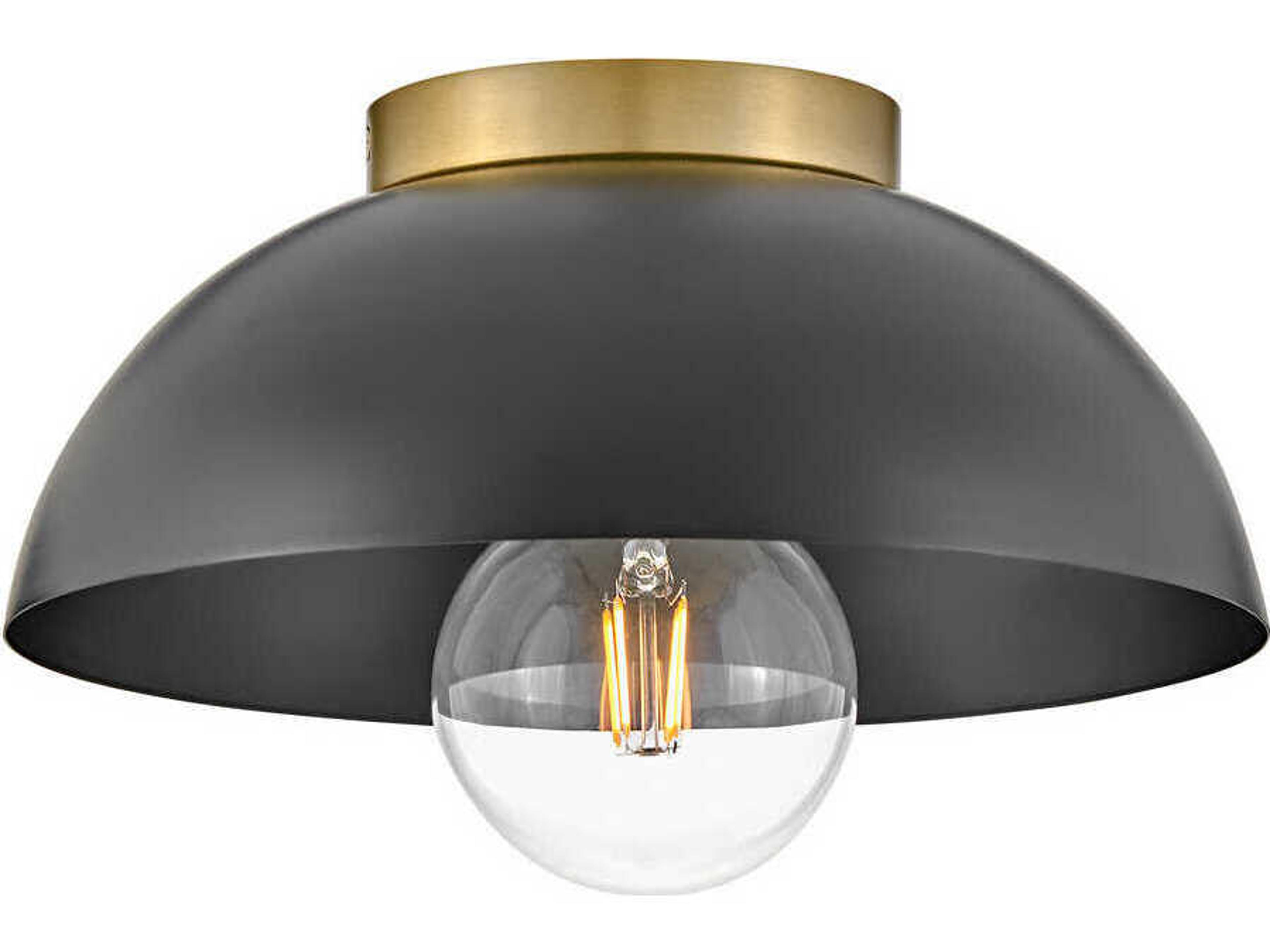 Lark Living Stu 1-Light Black Lacquered Brass Dome Flush Mount