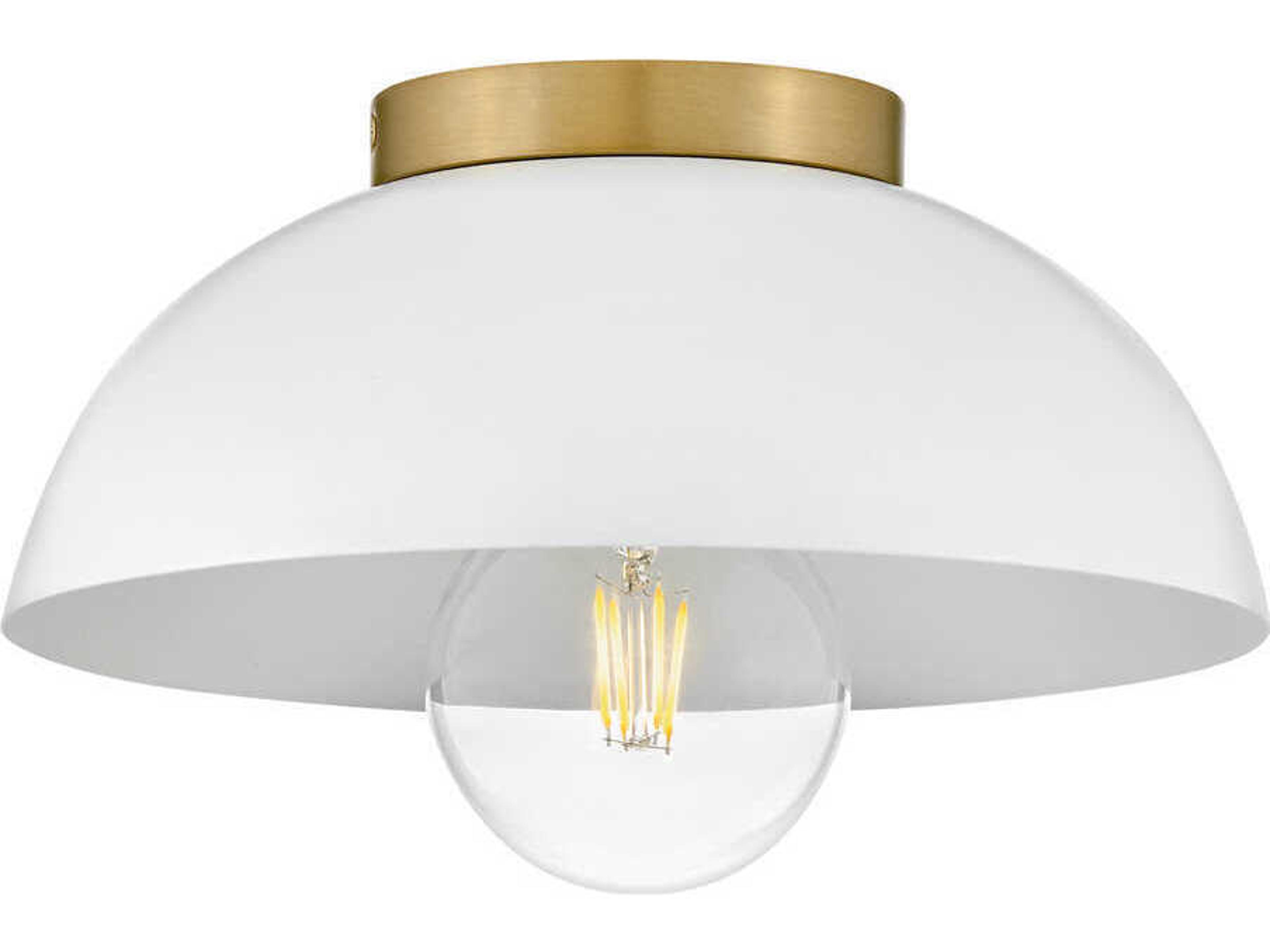 Lark Living Stu 1-Light Matte White Lacquered Brass Dome Flush Mount