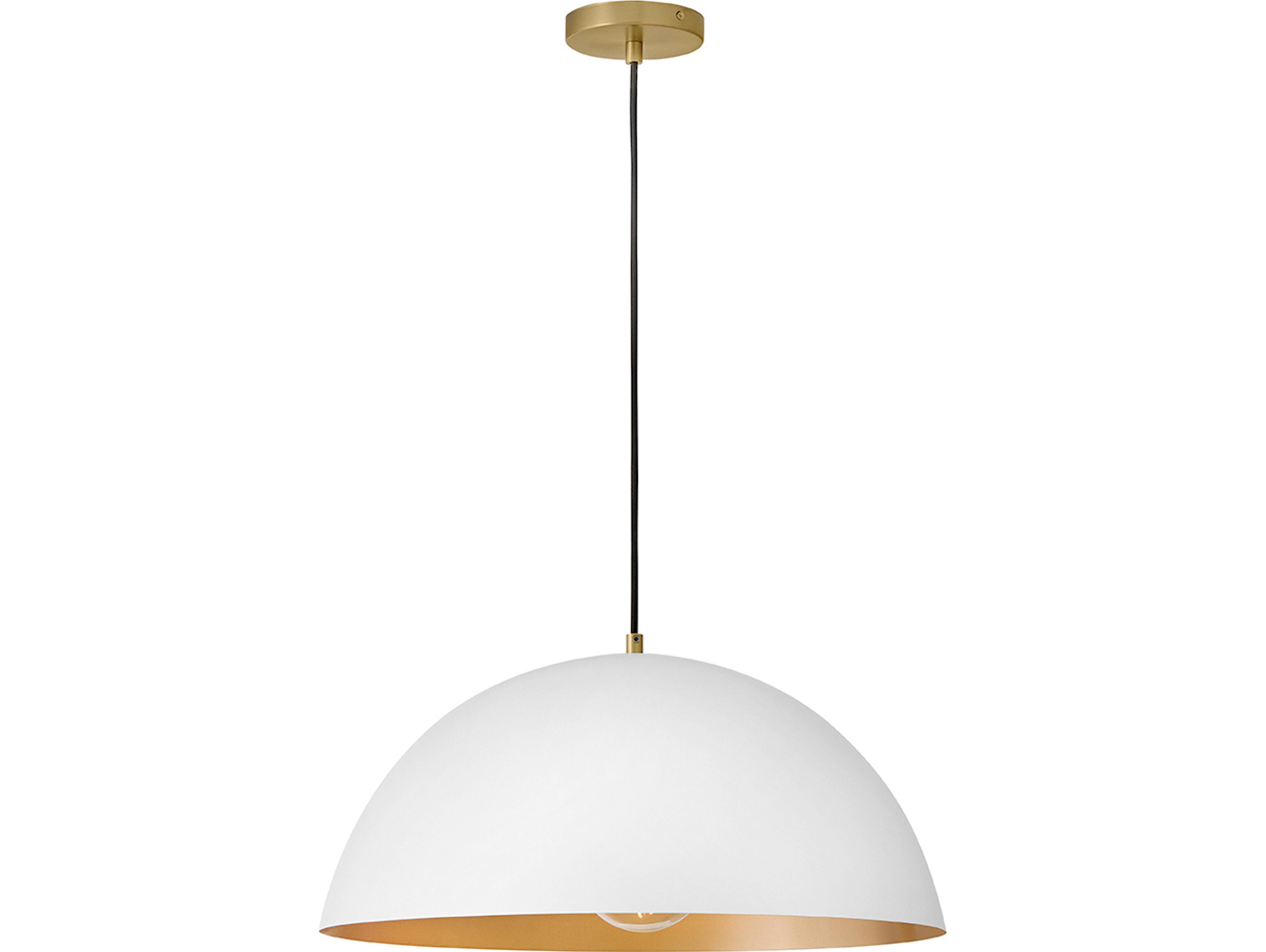 Lou 1-Light Matte White Lacquered Brass Dome Pendant