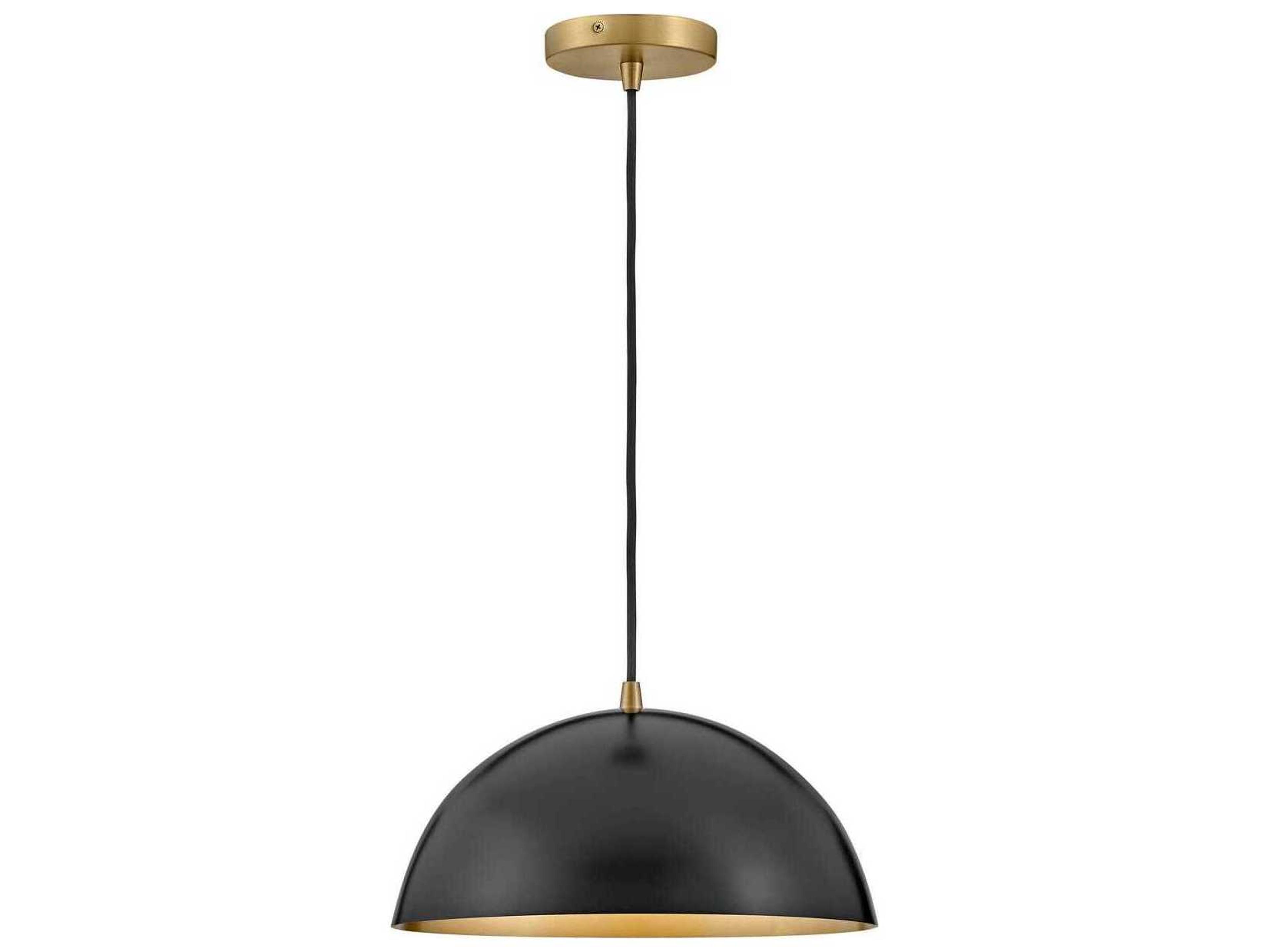 Lark Living Lou 1-Light Black Lacquered Brass Dome Pendant
