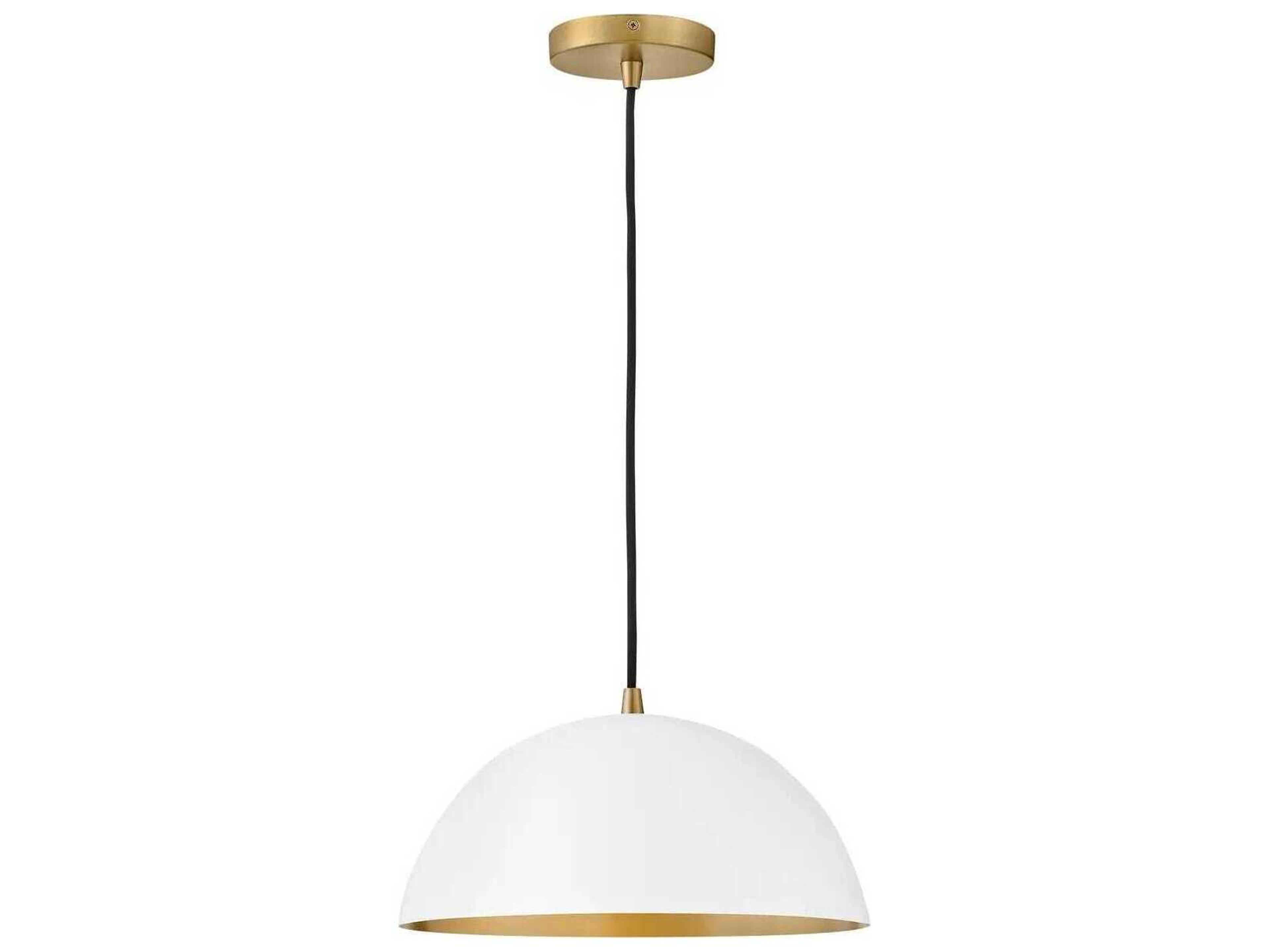 Lark Living Lou 1-Light Matte White Lacquered Brass Dome Pendant