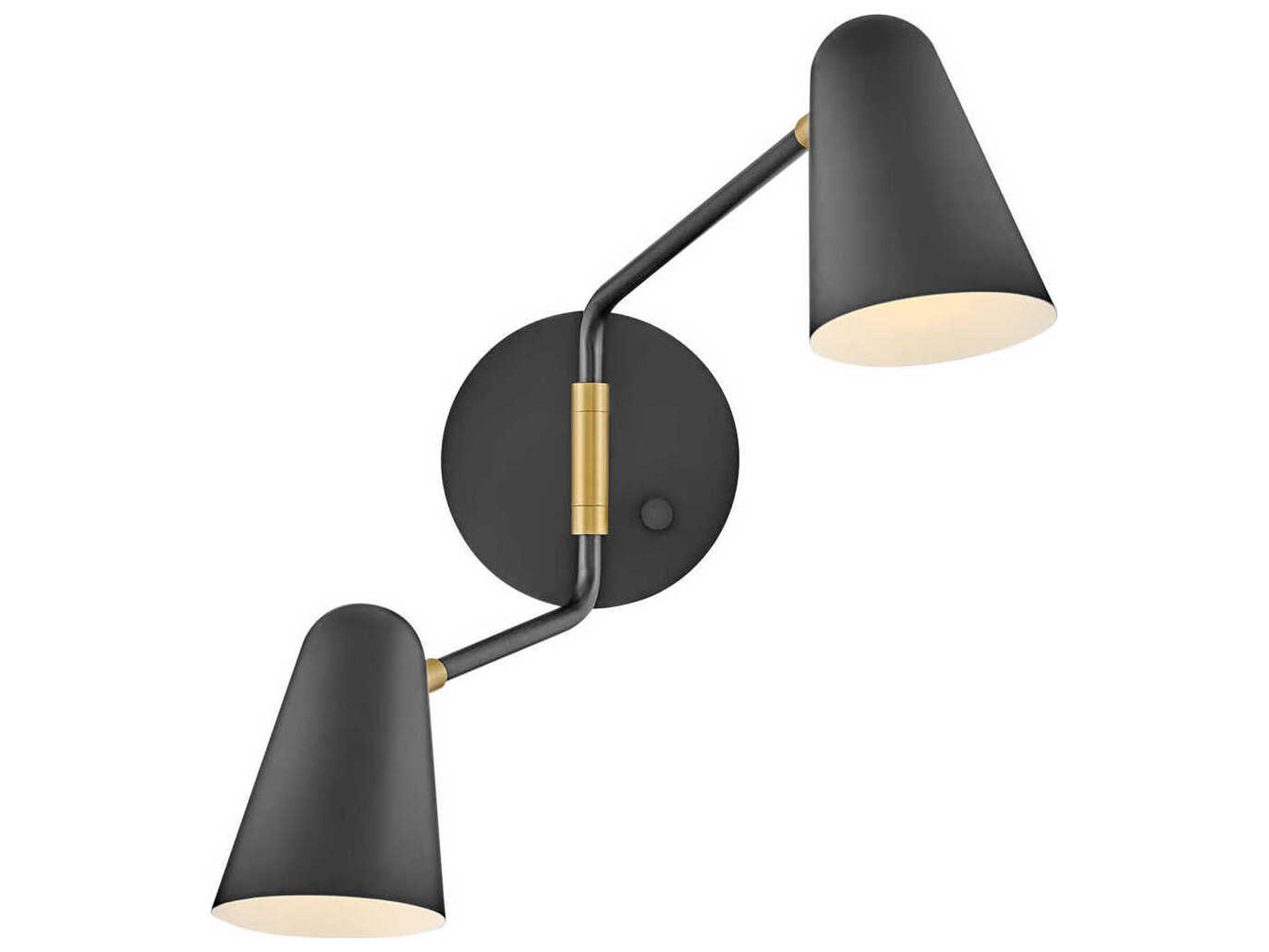 Lark Living Birdie 2-Light Black Lacquered Brass Swing Wall Sconce