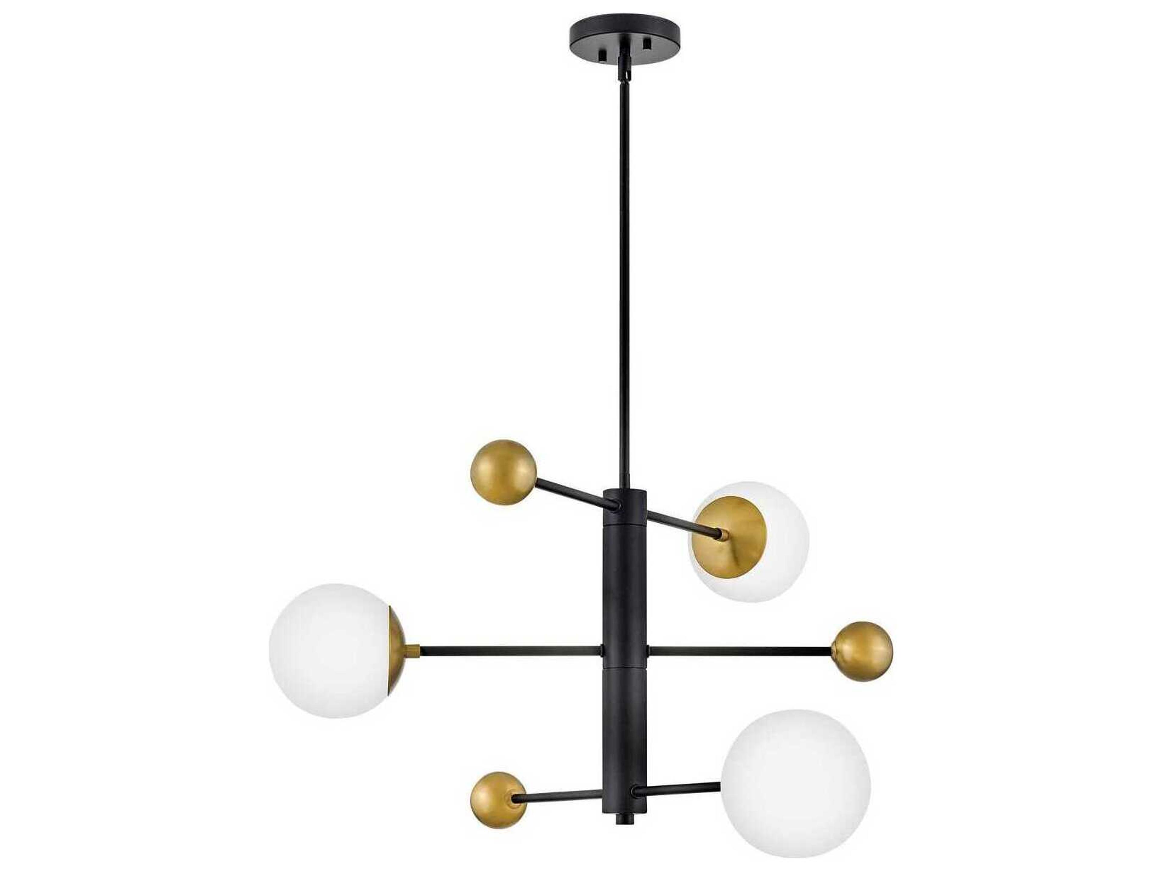 Lark Living Auggie 3-Light Black Lacquered Brass Candelabra Globe Chandelier