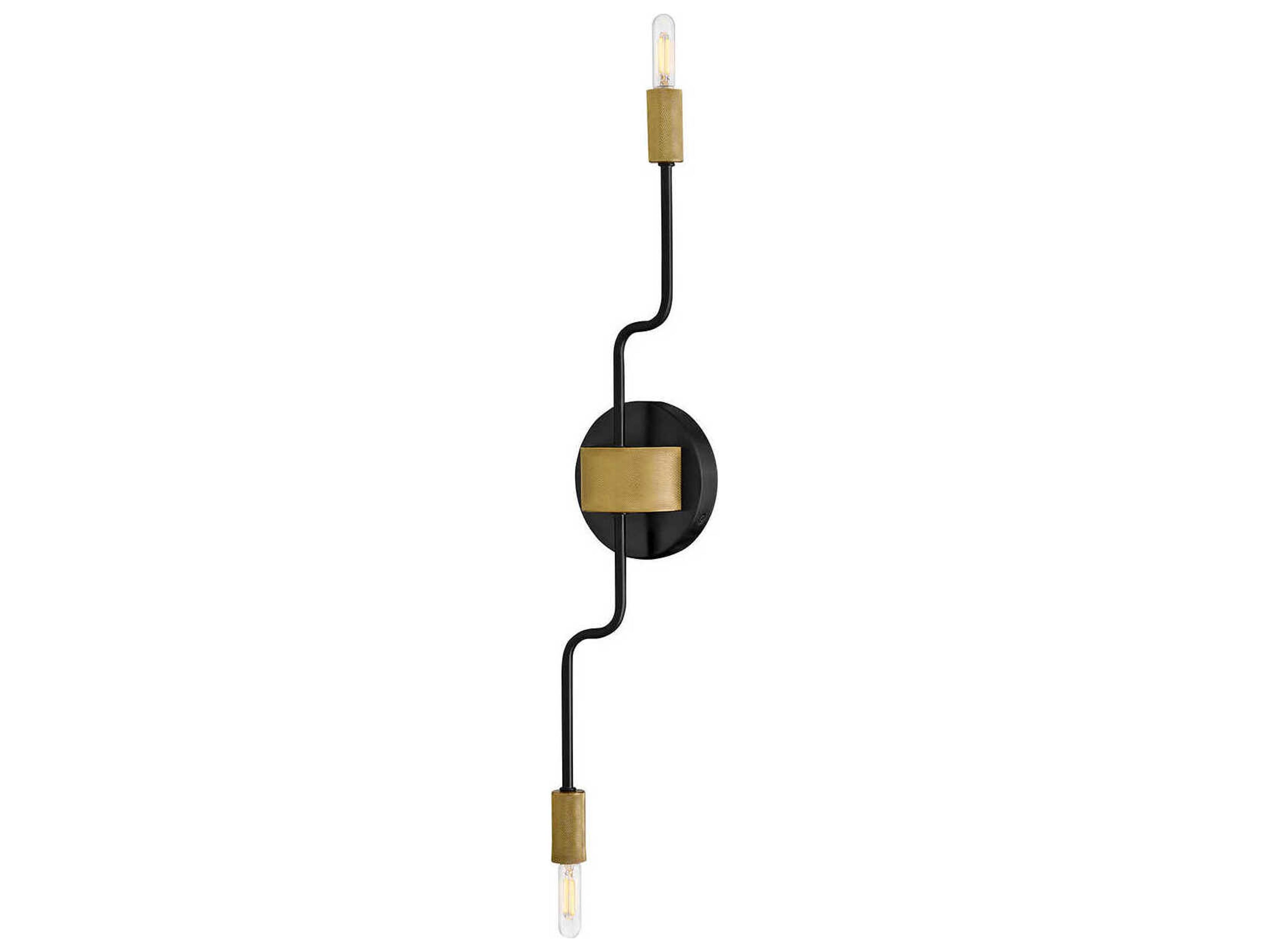 Austen 2-Light Black Lacquered Brass Wall Sconce