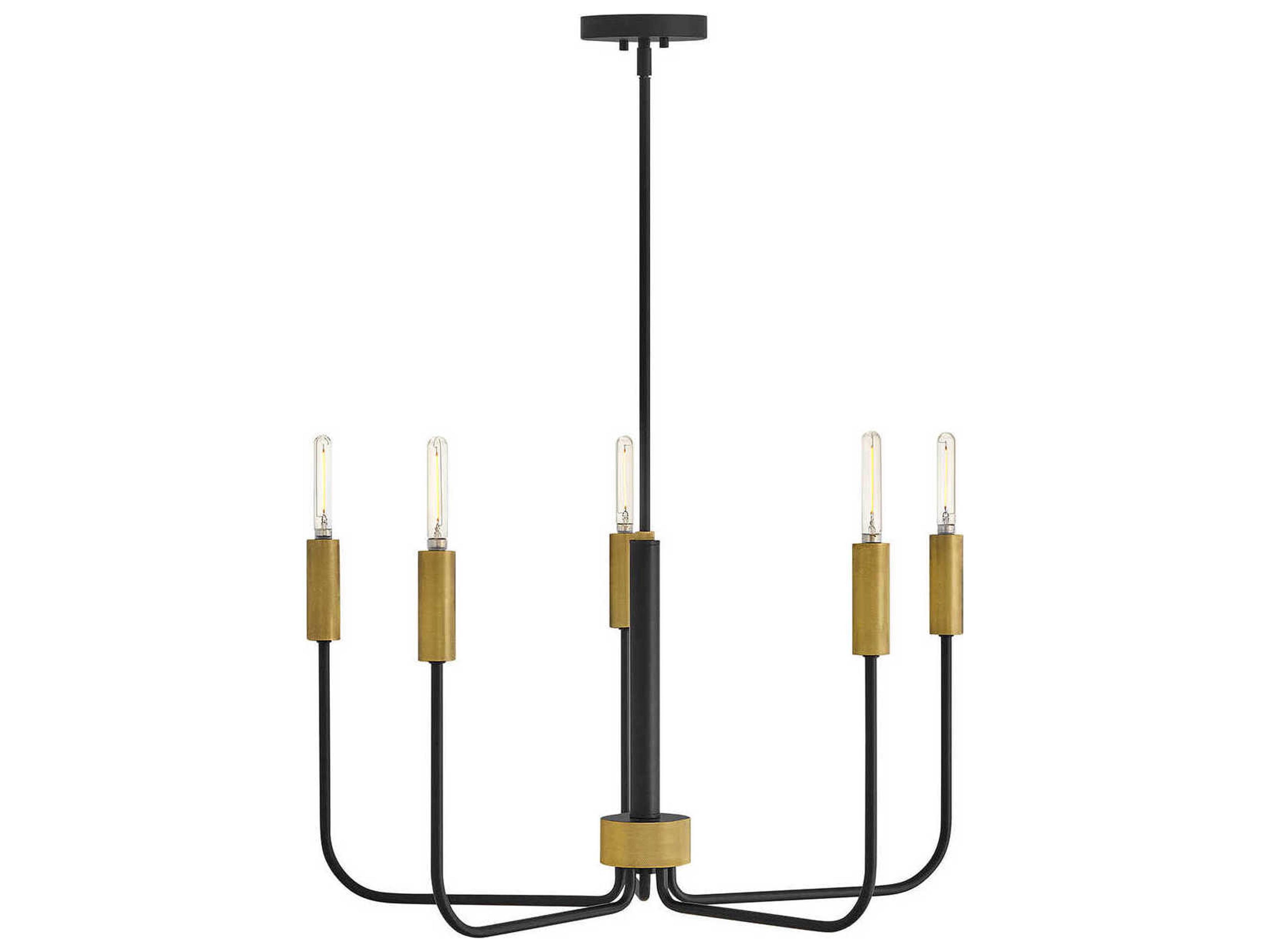 Lark Living Austen 5-Light Black Lacquered Brass Candelabra Chandelier