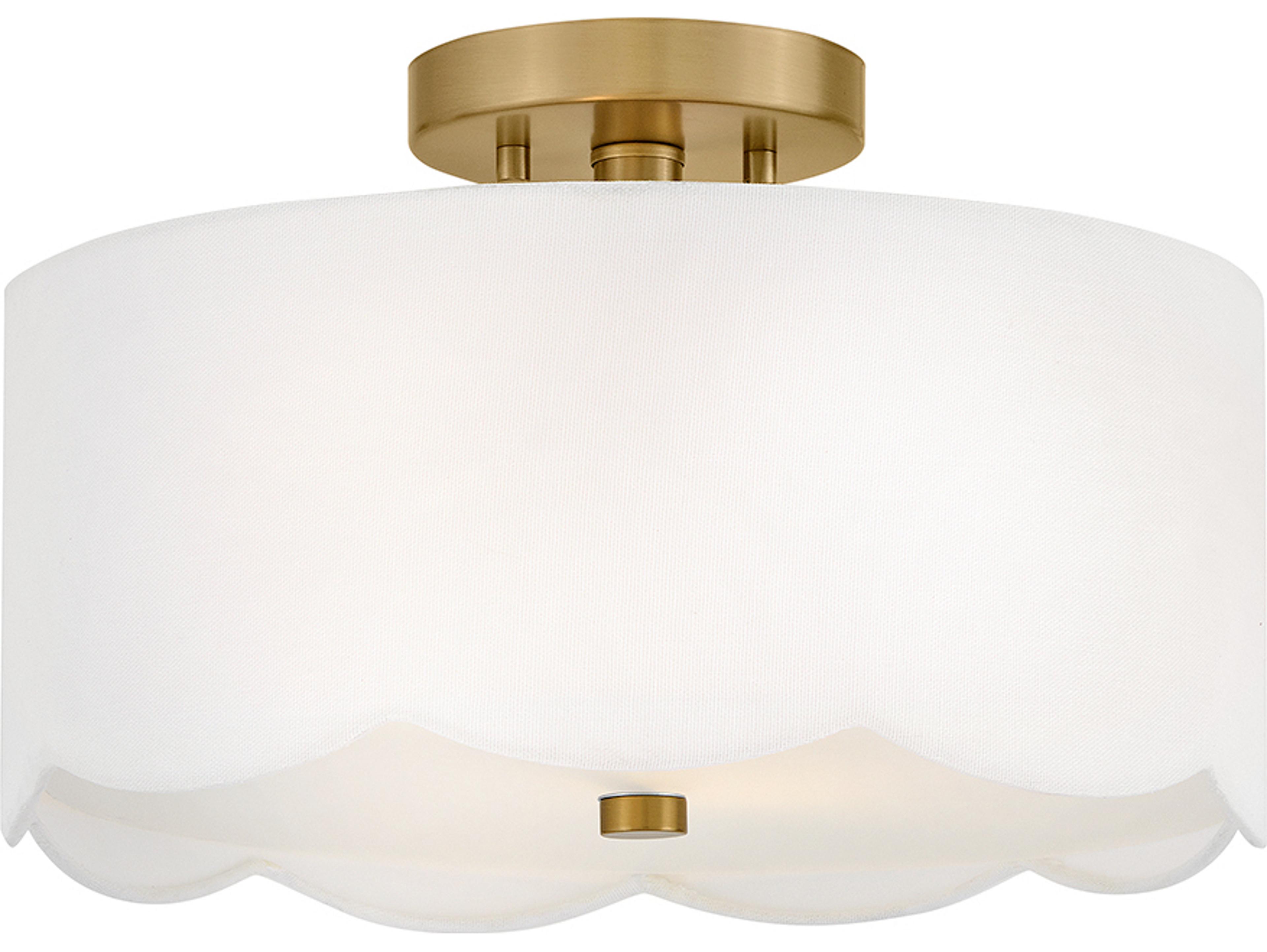 Lark Living Bliss 2-Light Lacquered Brass Drum Semi Flush Mount