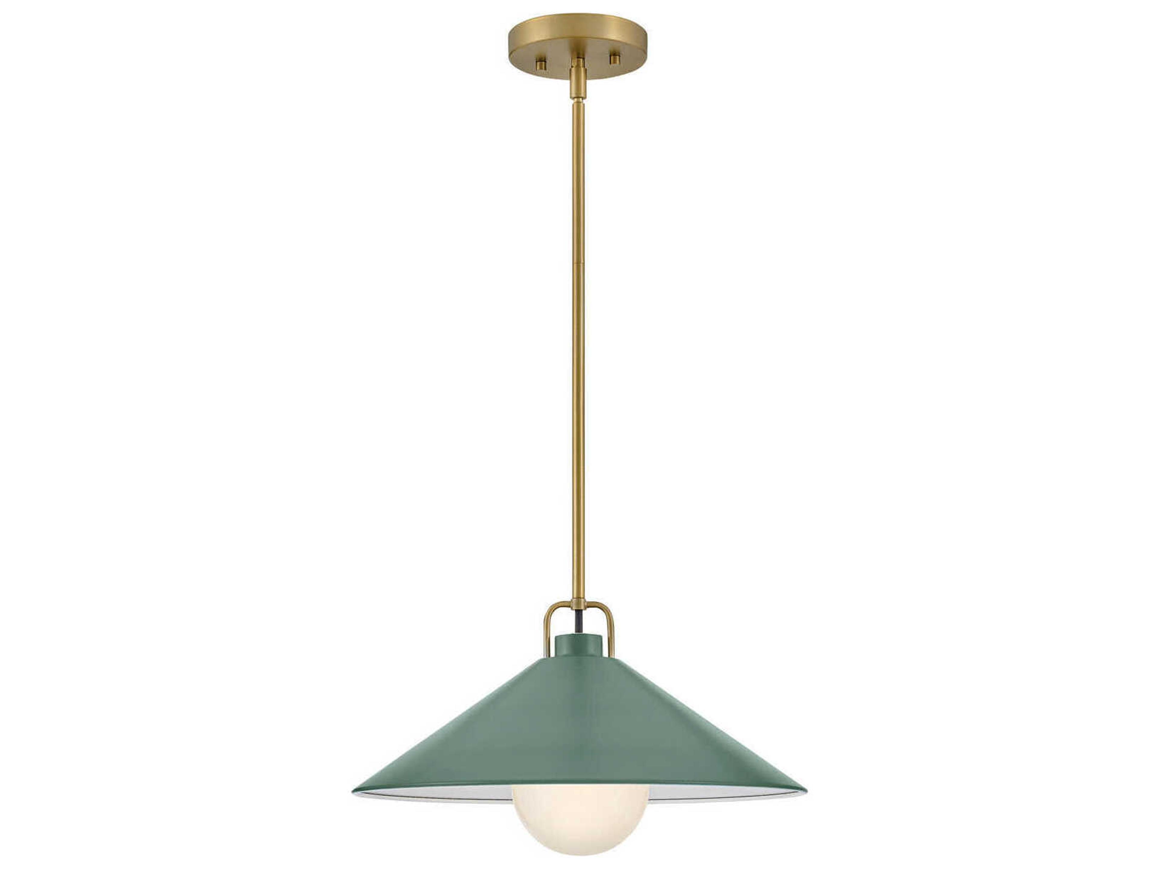 Milo 1-Light Lacquered Brass Sage Green Pendant
