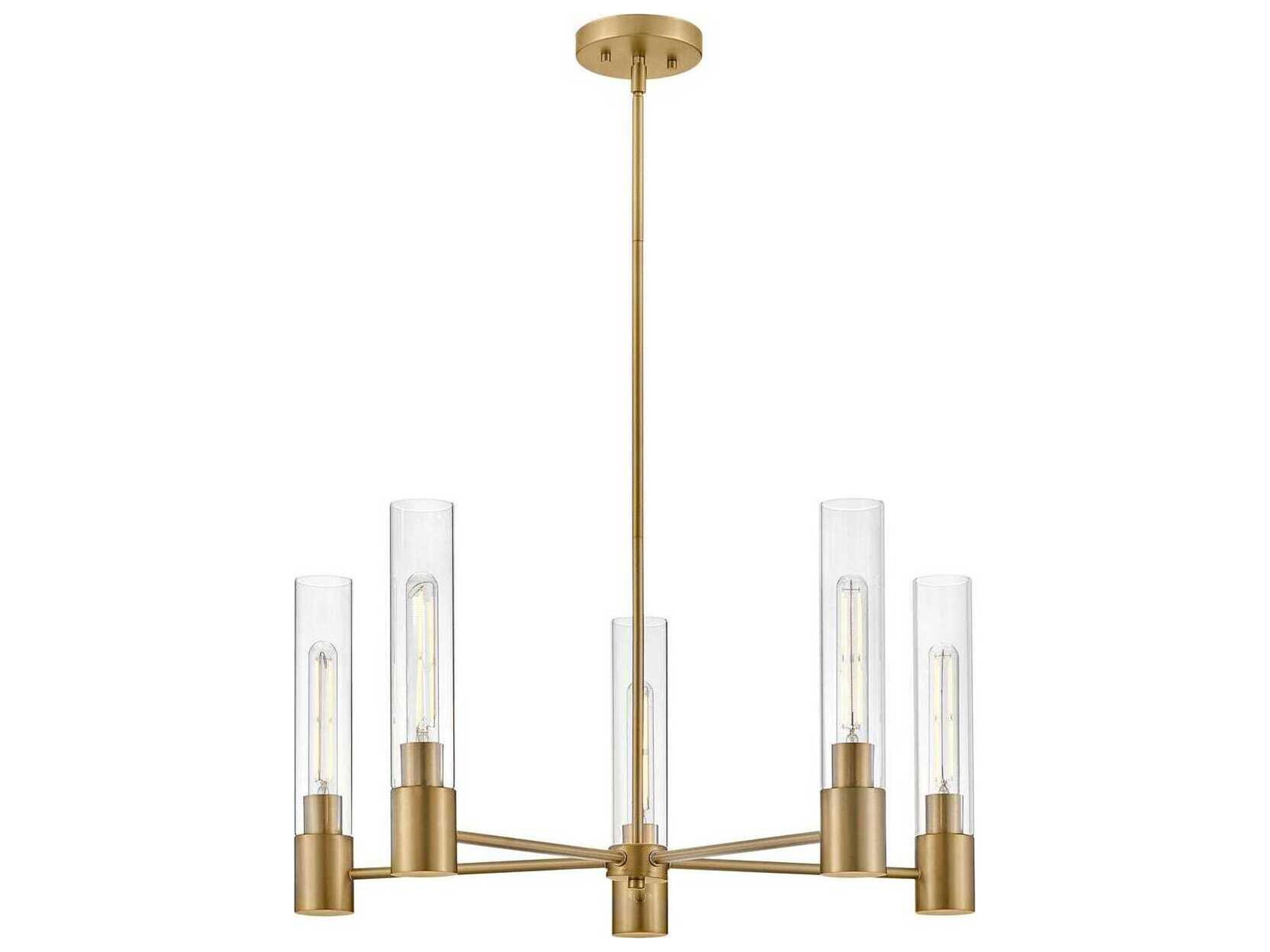 Shea 5-Light Lacquered Brass Cylinder Chandelier