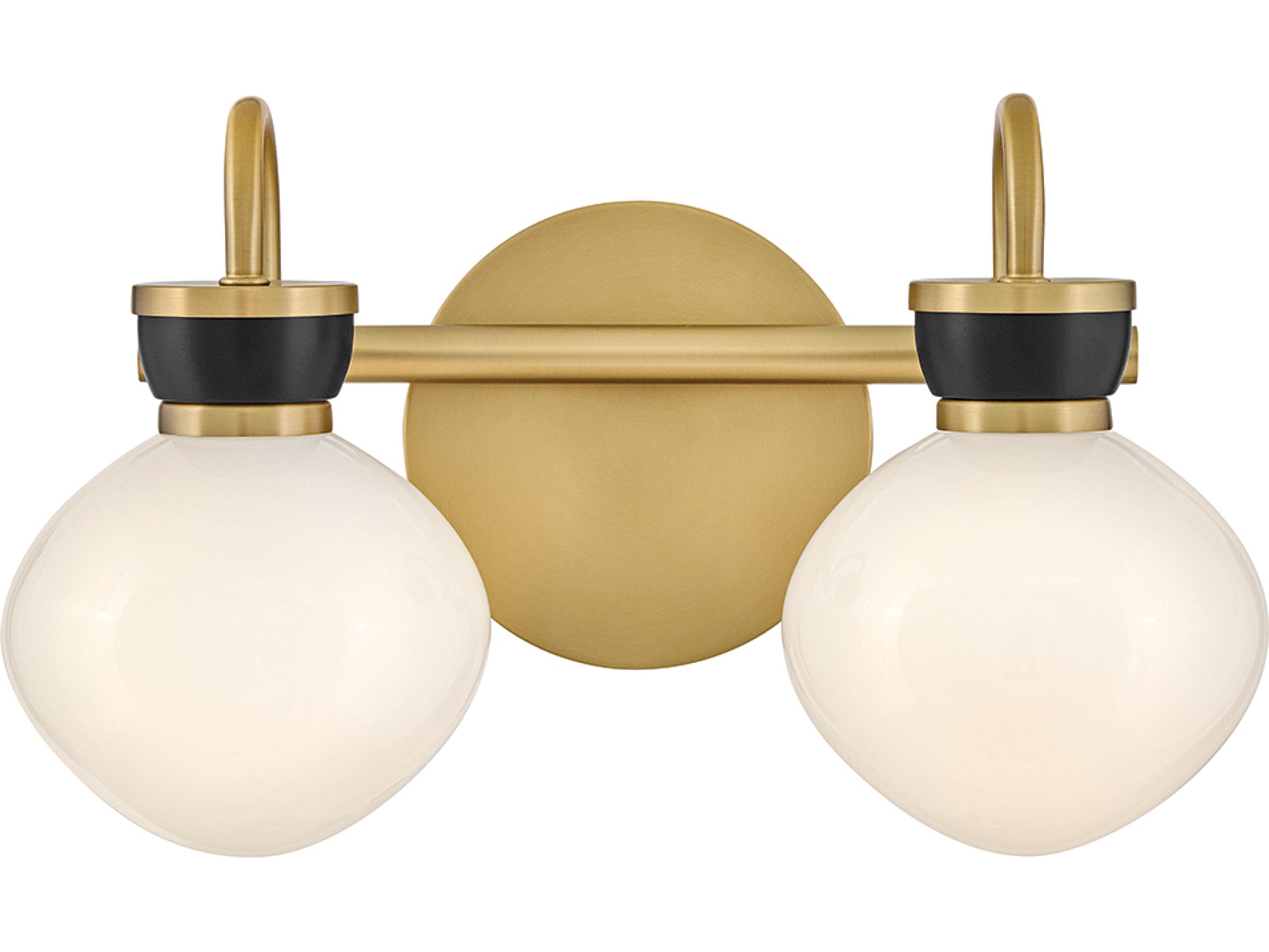 Lucy 2-Light Lacquered Brass Black Vanity Light