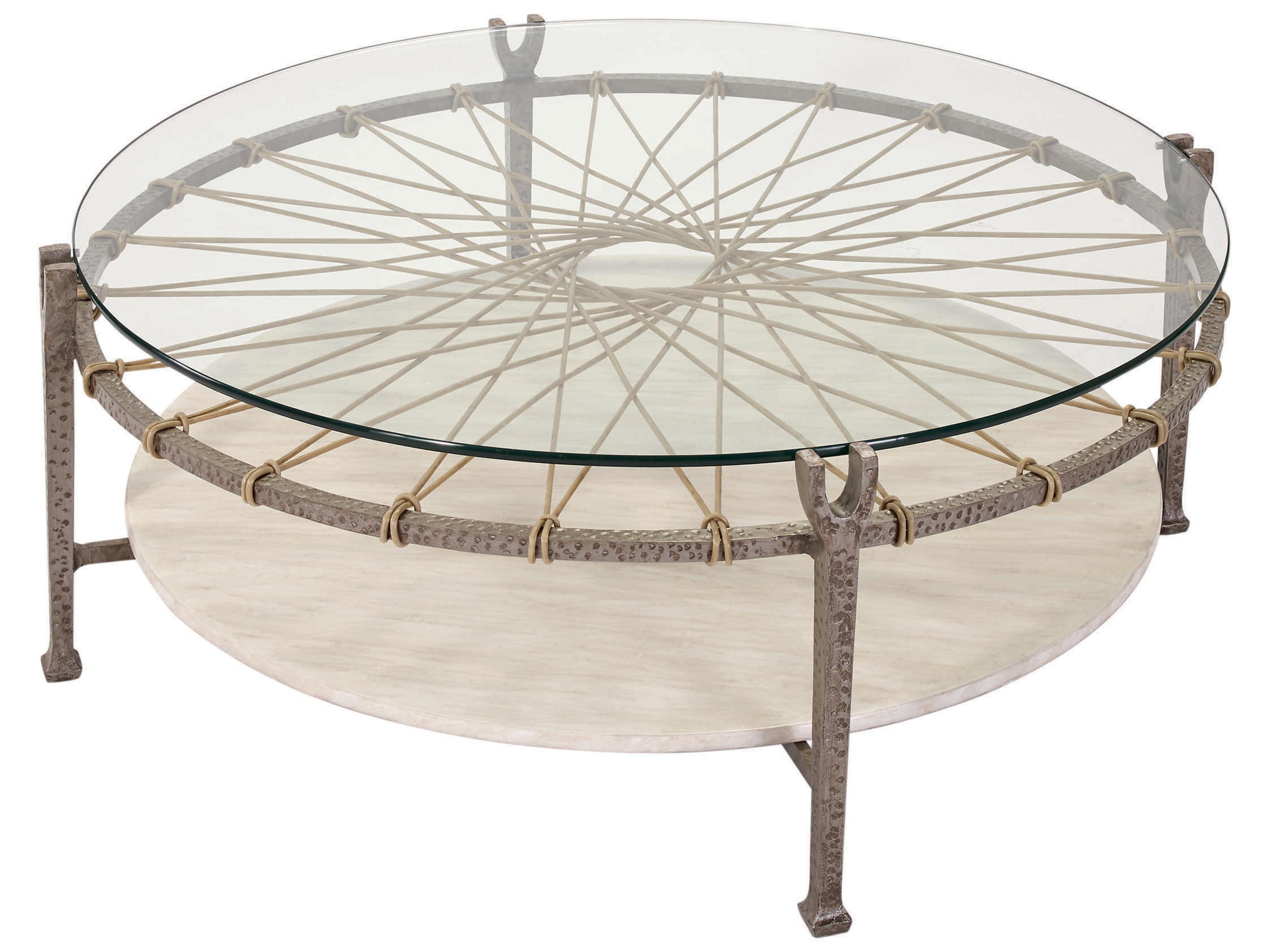 Lane Venture Hemingway Hammered Gunmetal Aluminum Round Glass Top Outdoor Patio Coffee Table