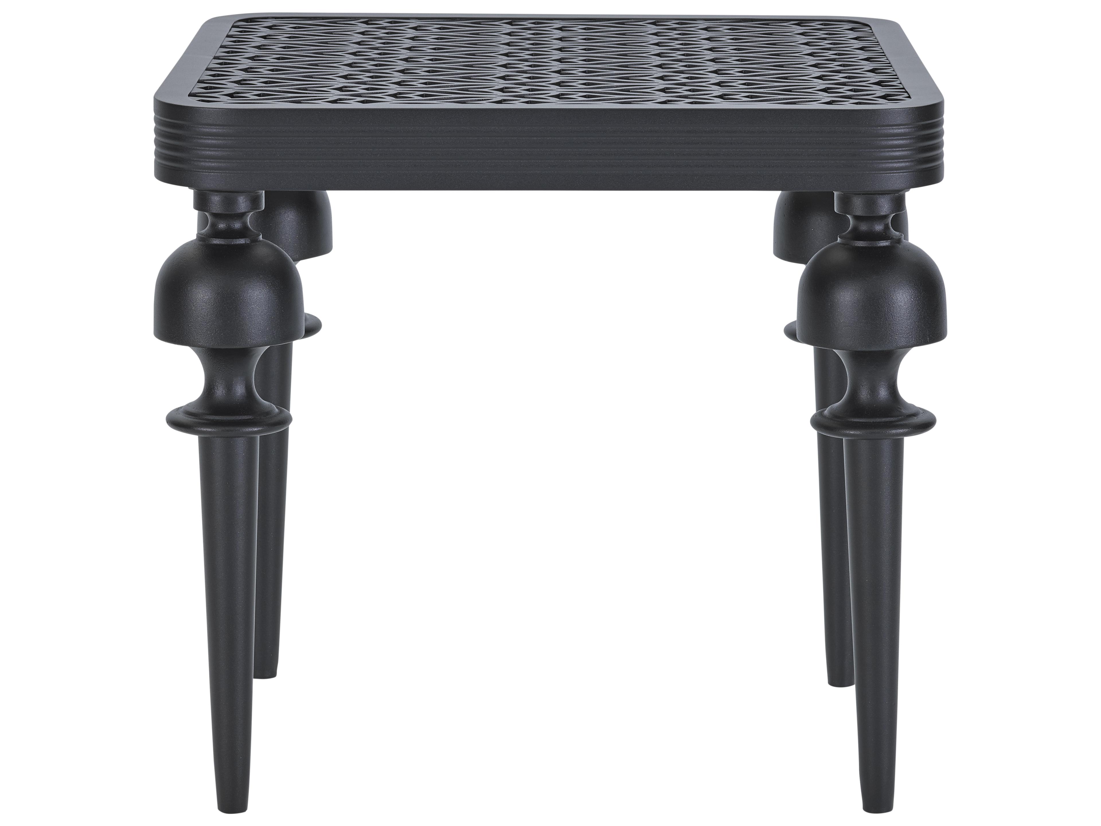 Lane Venture Hemingway Plantation Black Truffle Cast Aluminum Square Patio End Table