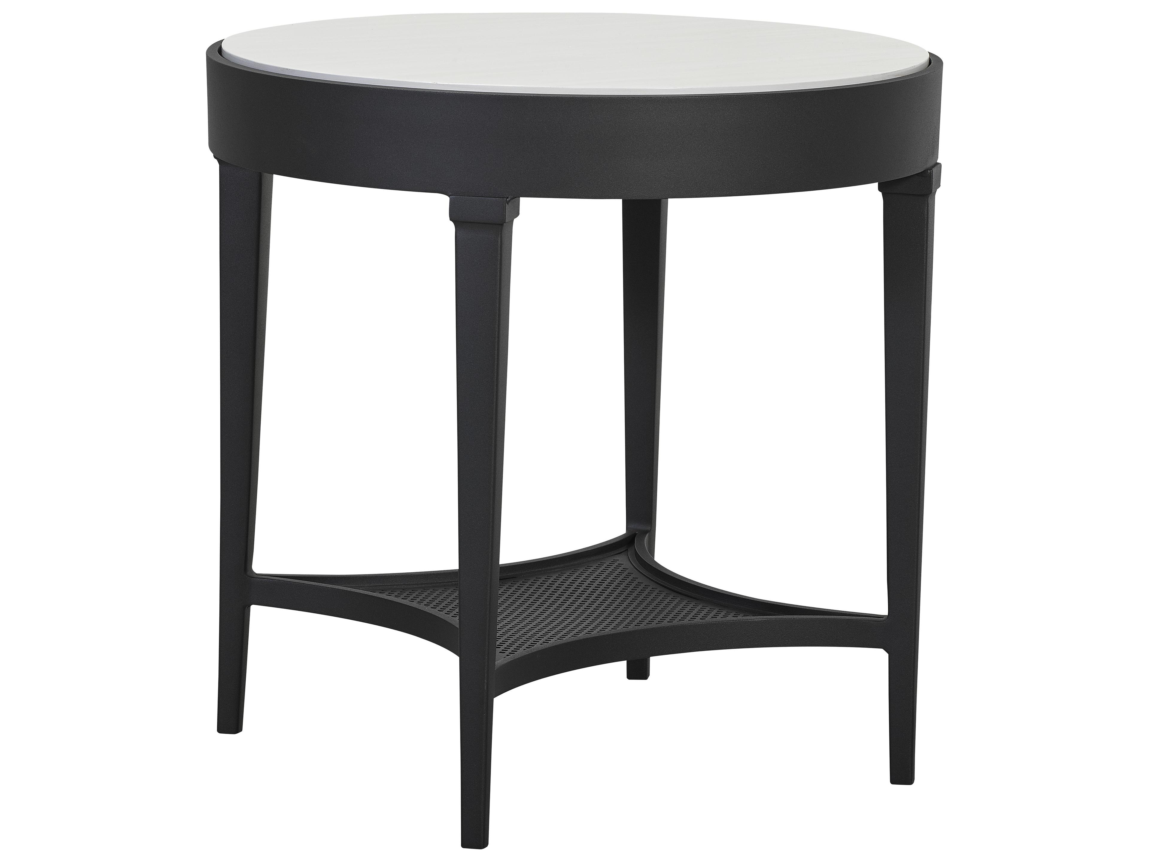 Lane Venture Winterthur Obsidian Black Aluminum Round Outdoor End Table