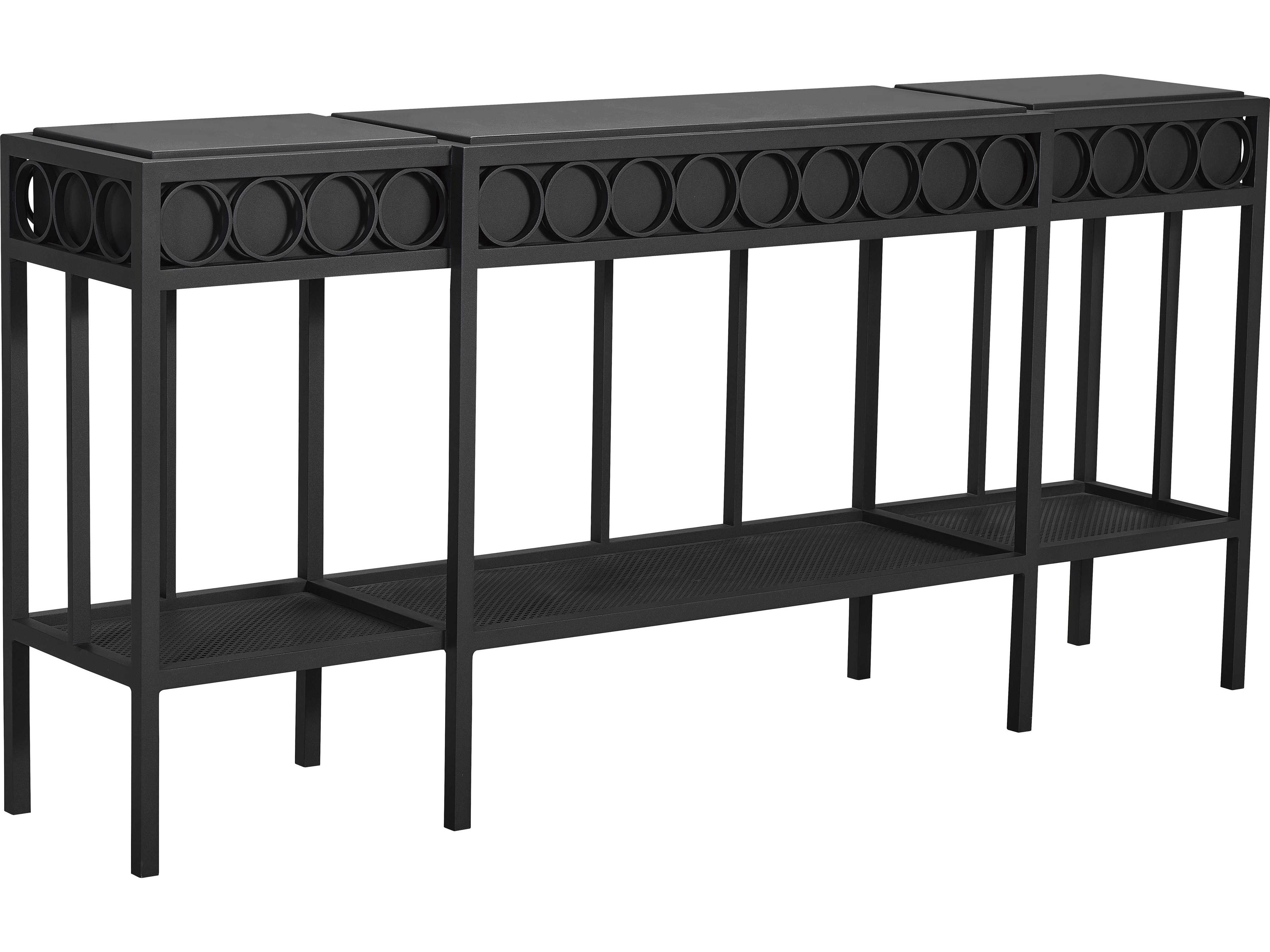 Lane Venture Winterthur Obsidian Black Aluminum Rectangular Outdoor Patio Console Table
