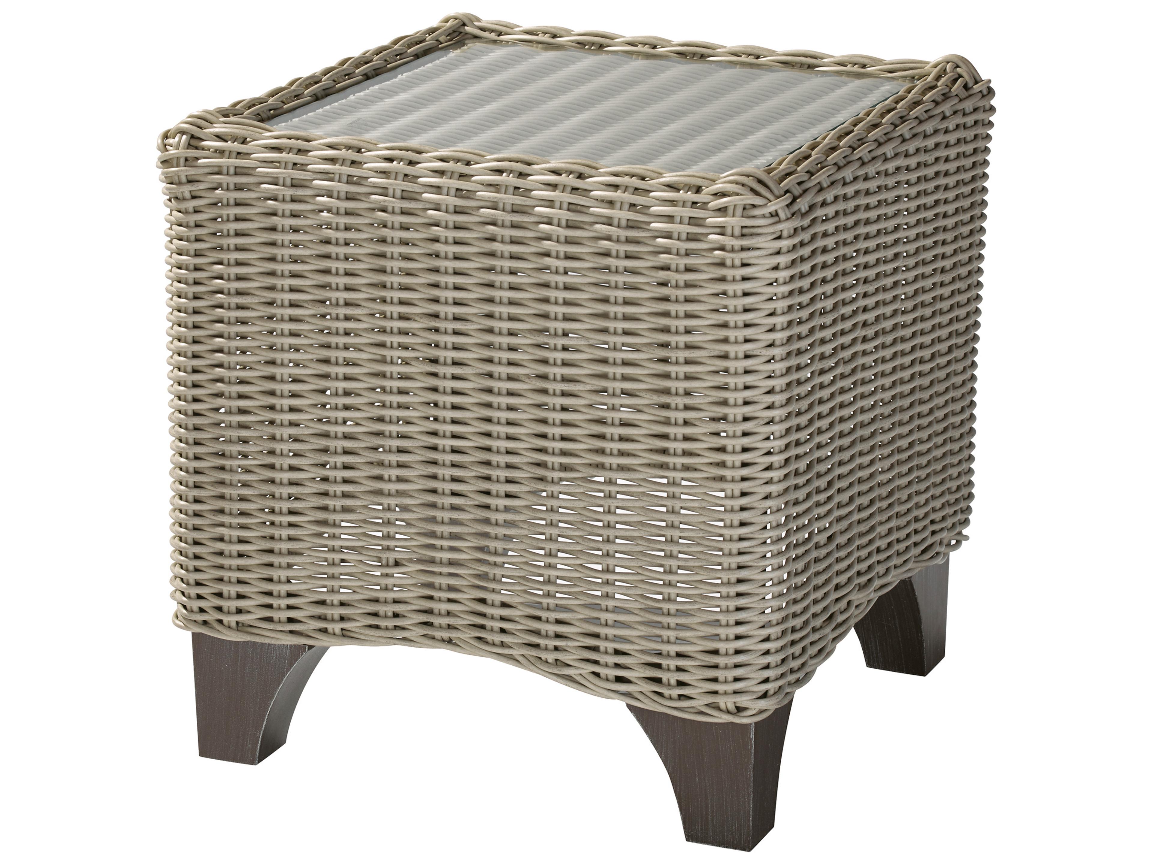 Lane Venture Requisite Wicker Square Glass Top Accent Table