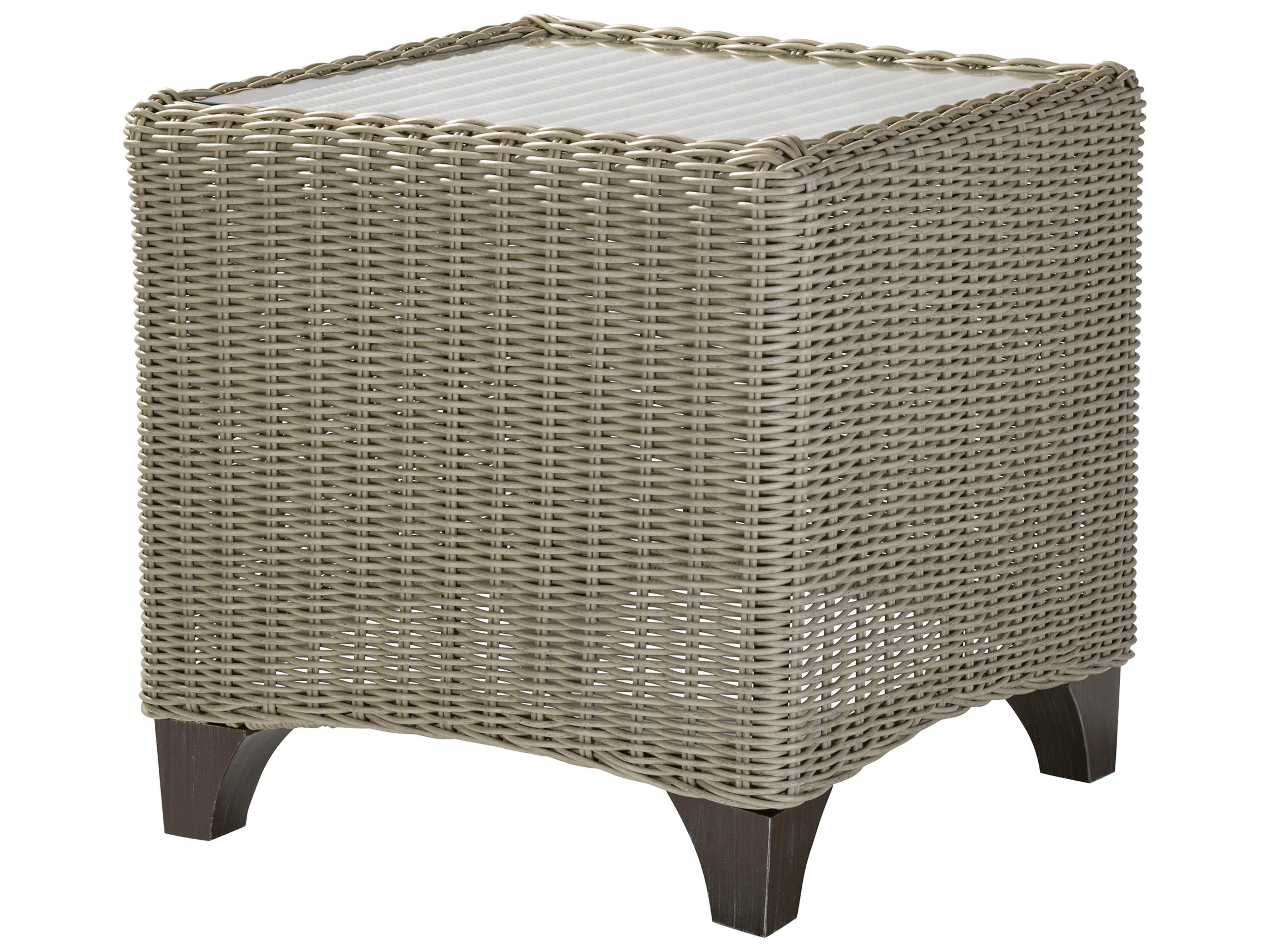 Lane Venture Requisite Wicker Square Glass Top Patio End Table