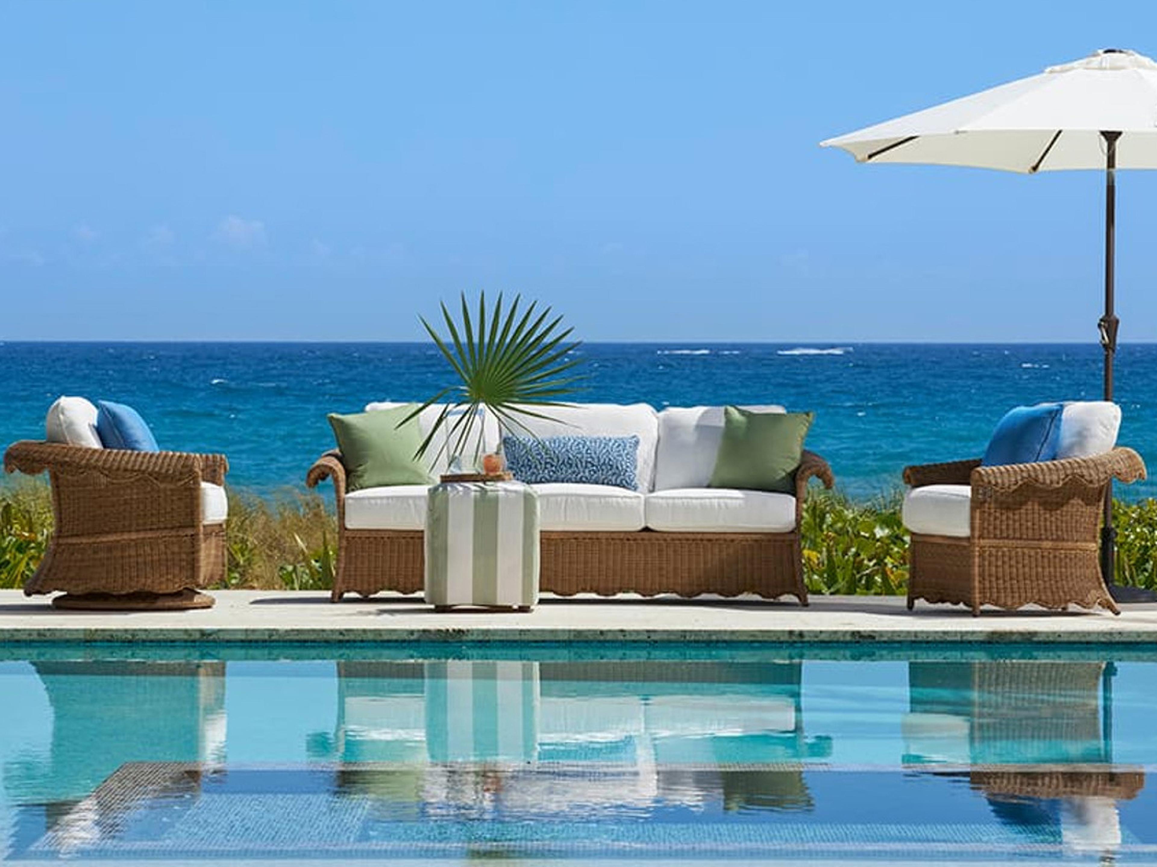 Lane Venture Cleary By Celerie Kemble Wicker Cushion Outdoor Patio Lounge Set