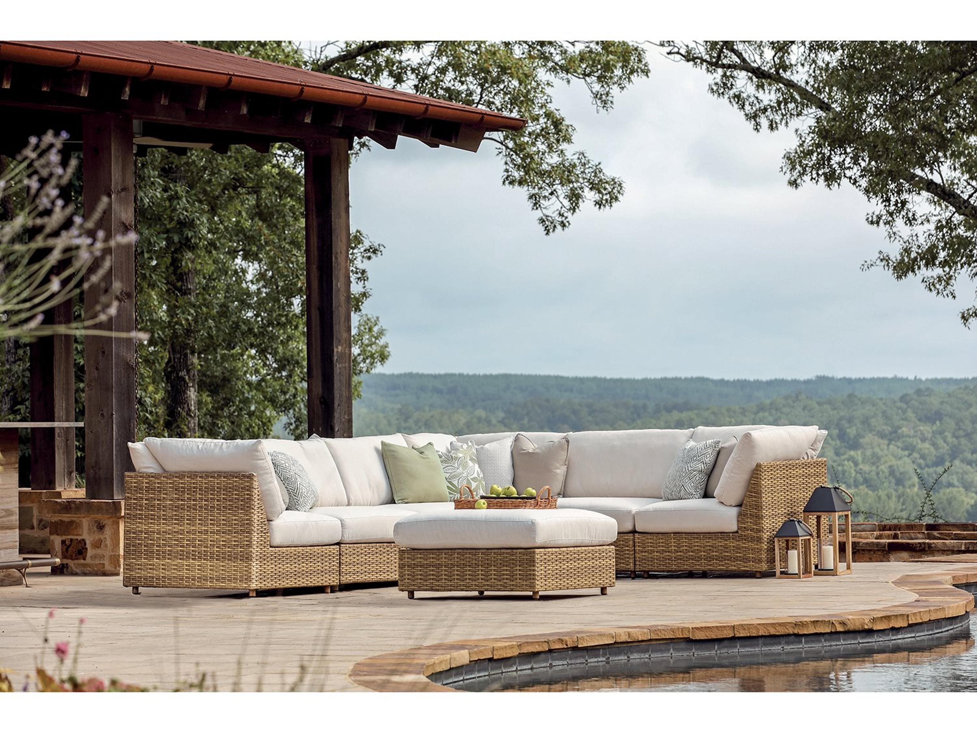 Lane Venture Campbell Barley Wicker Sectional Outdoor Patio Lounge Set