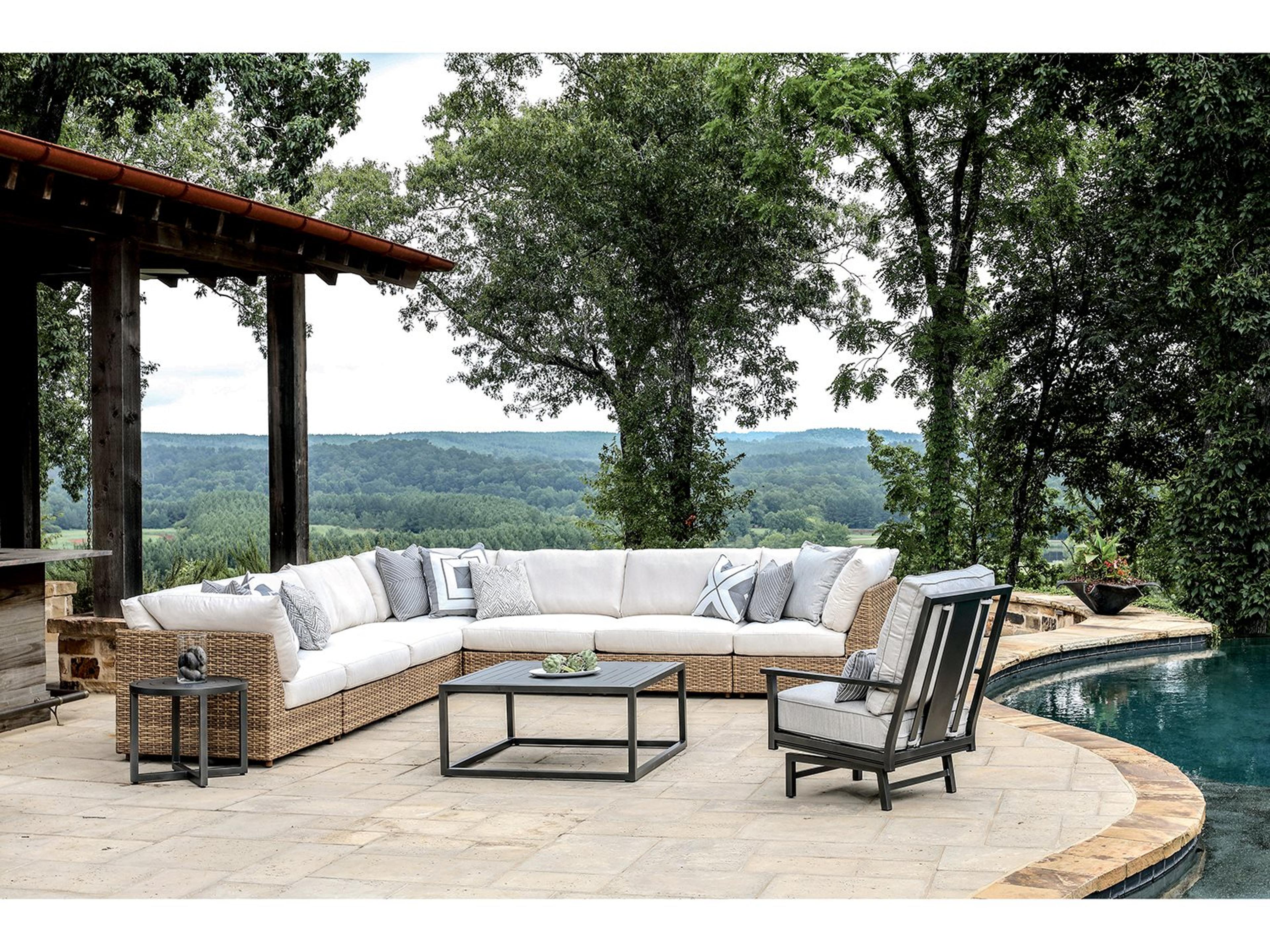 Lane Venture Campbell Barley Wicker Sectional Patio Lounge Set