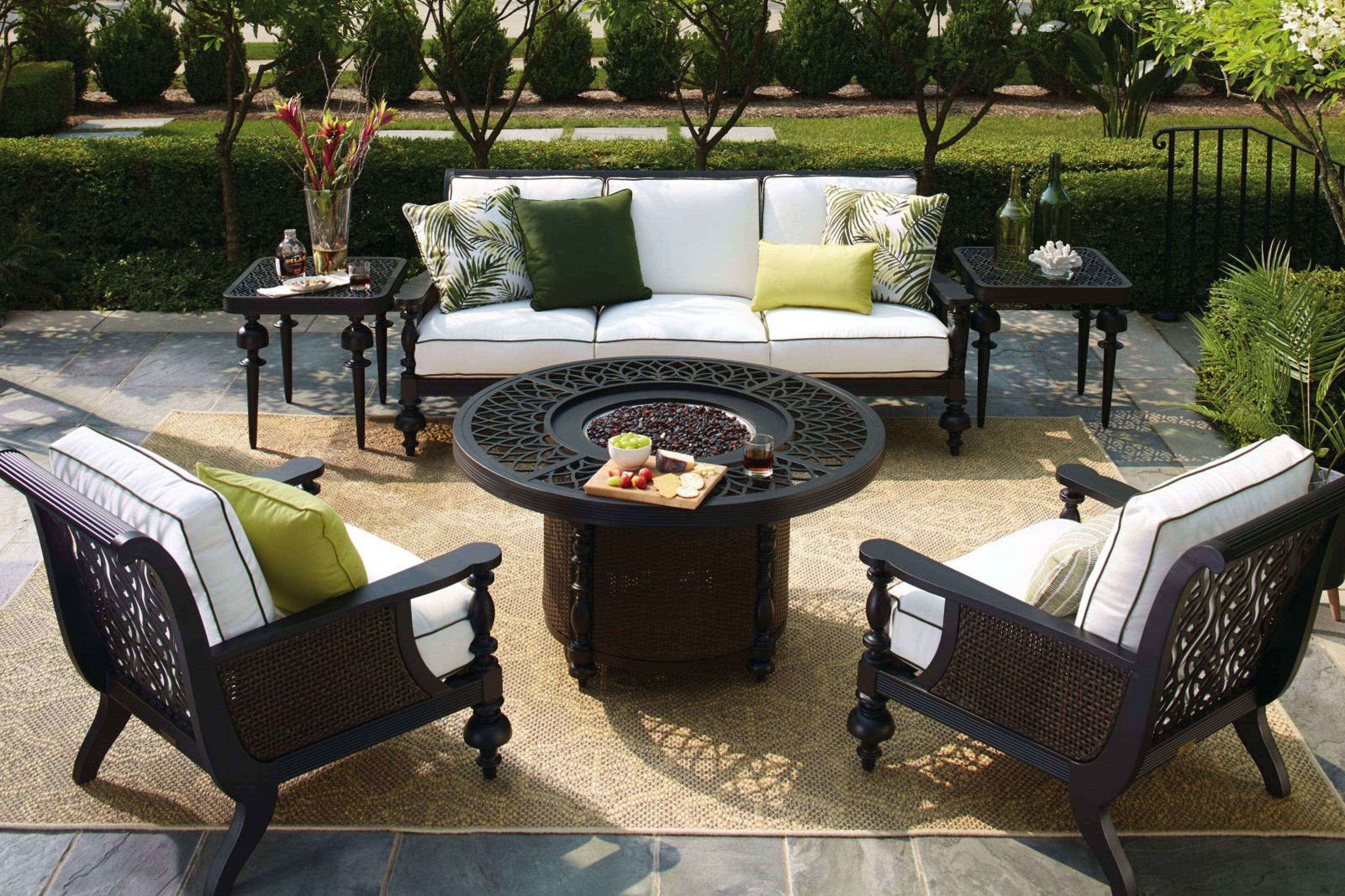 Lane Venture Hemingway Plantation Black Truffle Cast Aluminum Firepit Lounge Set