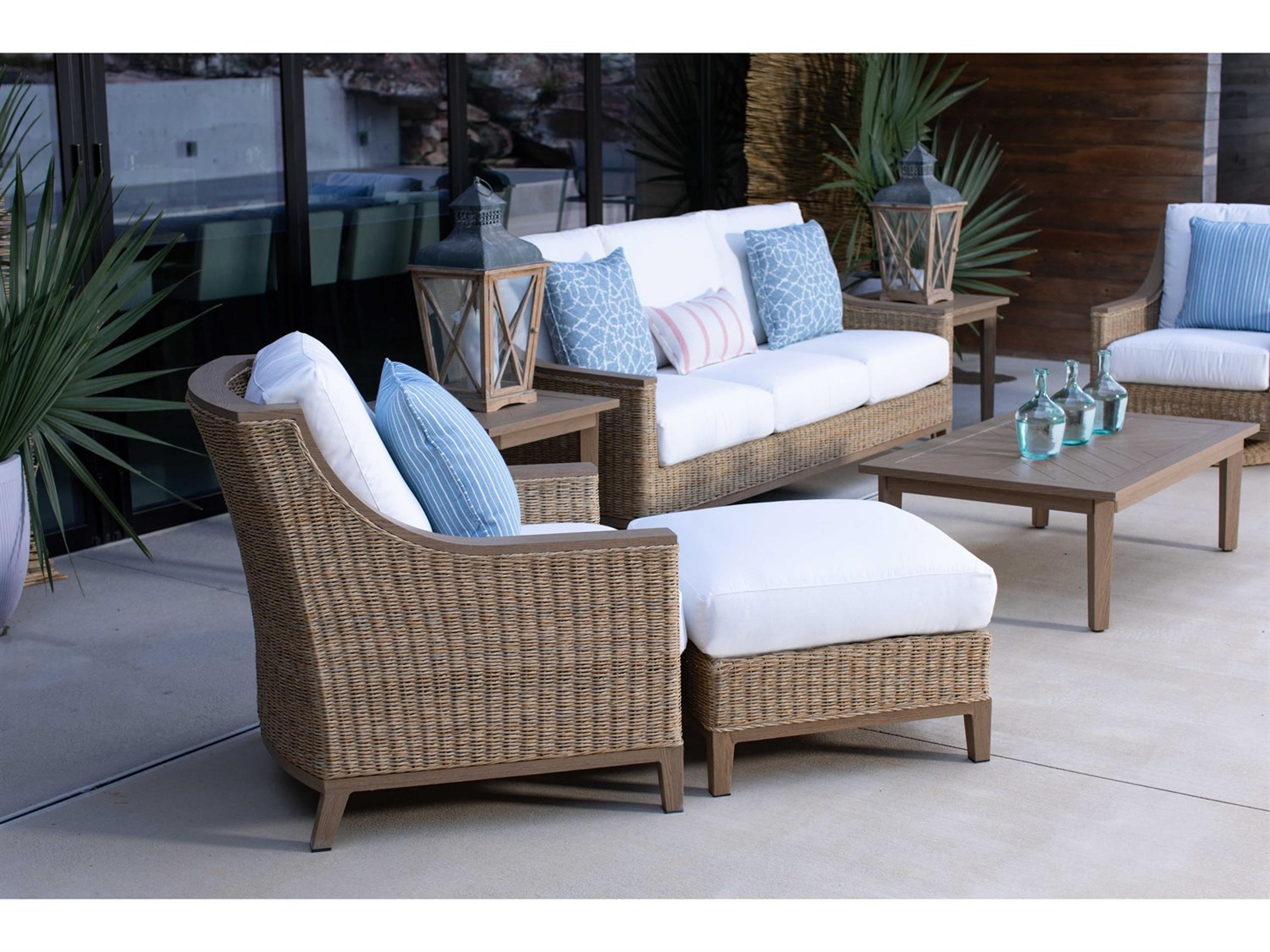 Lane Venture Hemmingway Loggia Honey Wicker Outdoor Patio Lounge Set