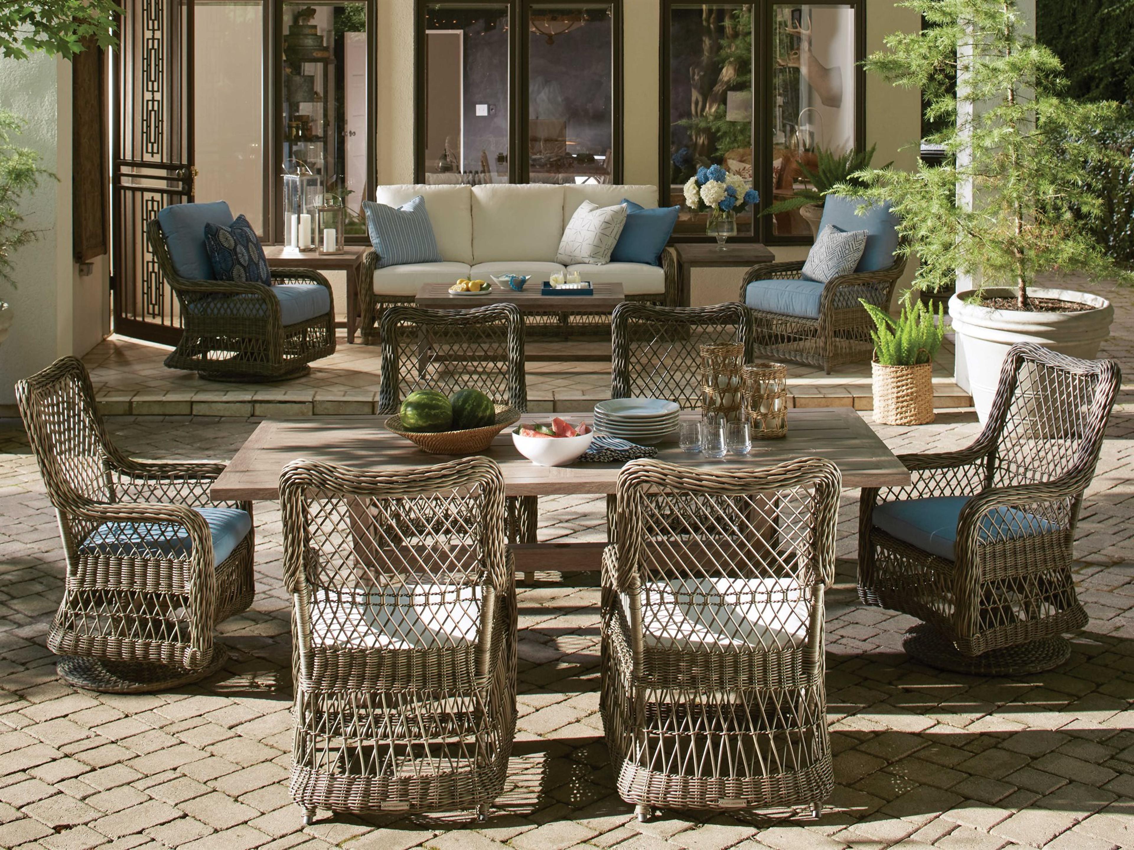 Lane Venture Mystic Harbor French Grey Wicker Patio Dining Set