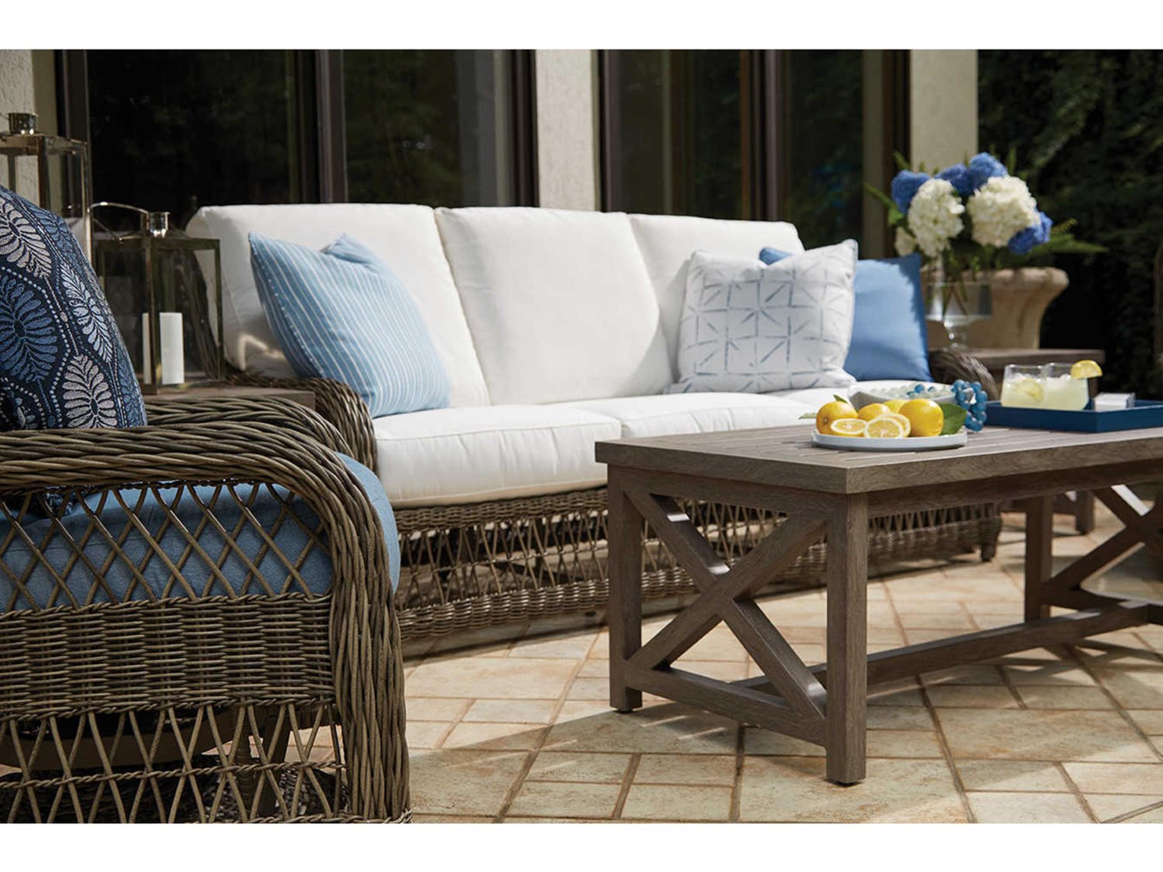 Lane Venture Mystic Harbor French Grey Wicker Outdoor Patio Lounge Set