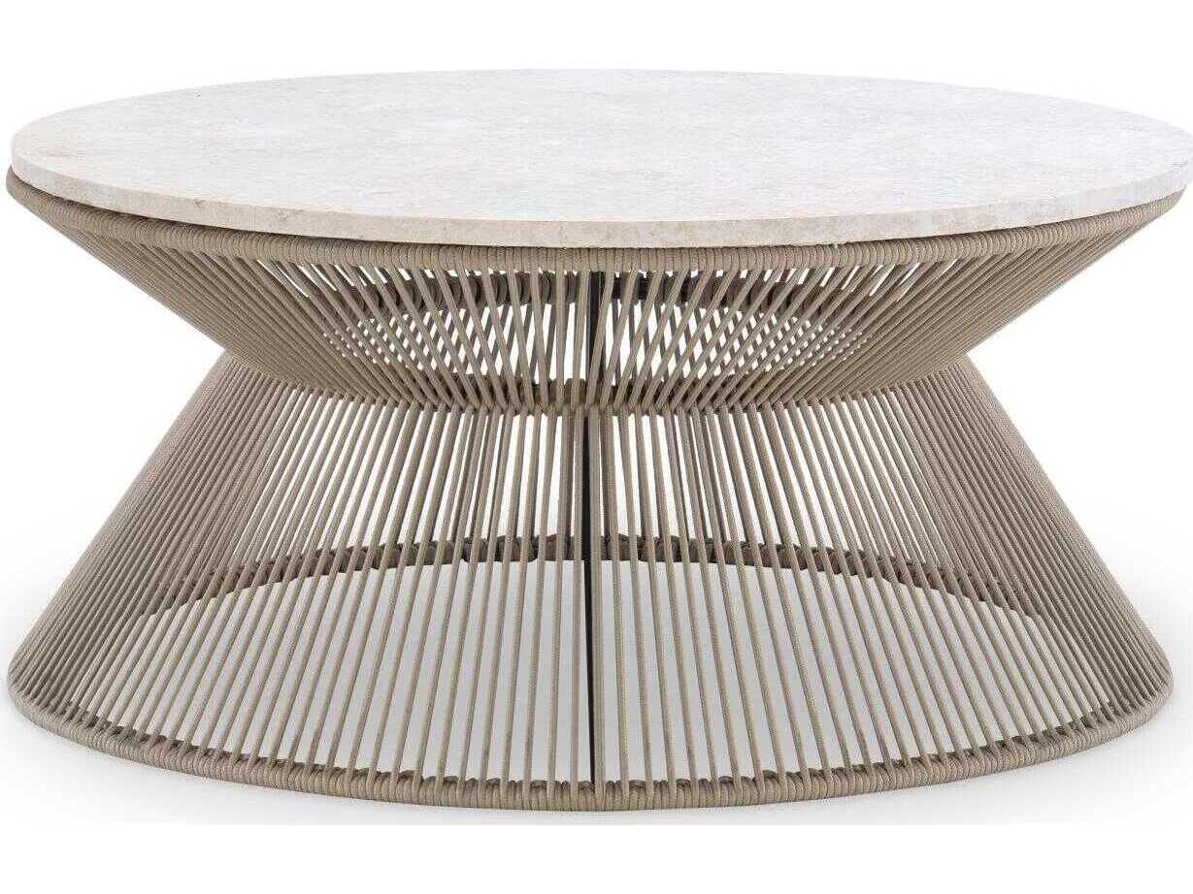 Legacy Classic Biscayne Round Marble Malabar W alabaster Fronts Coffee Table