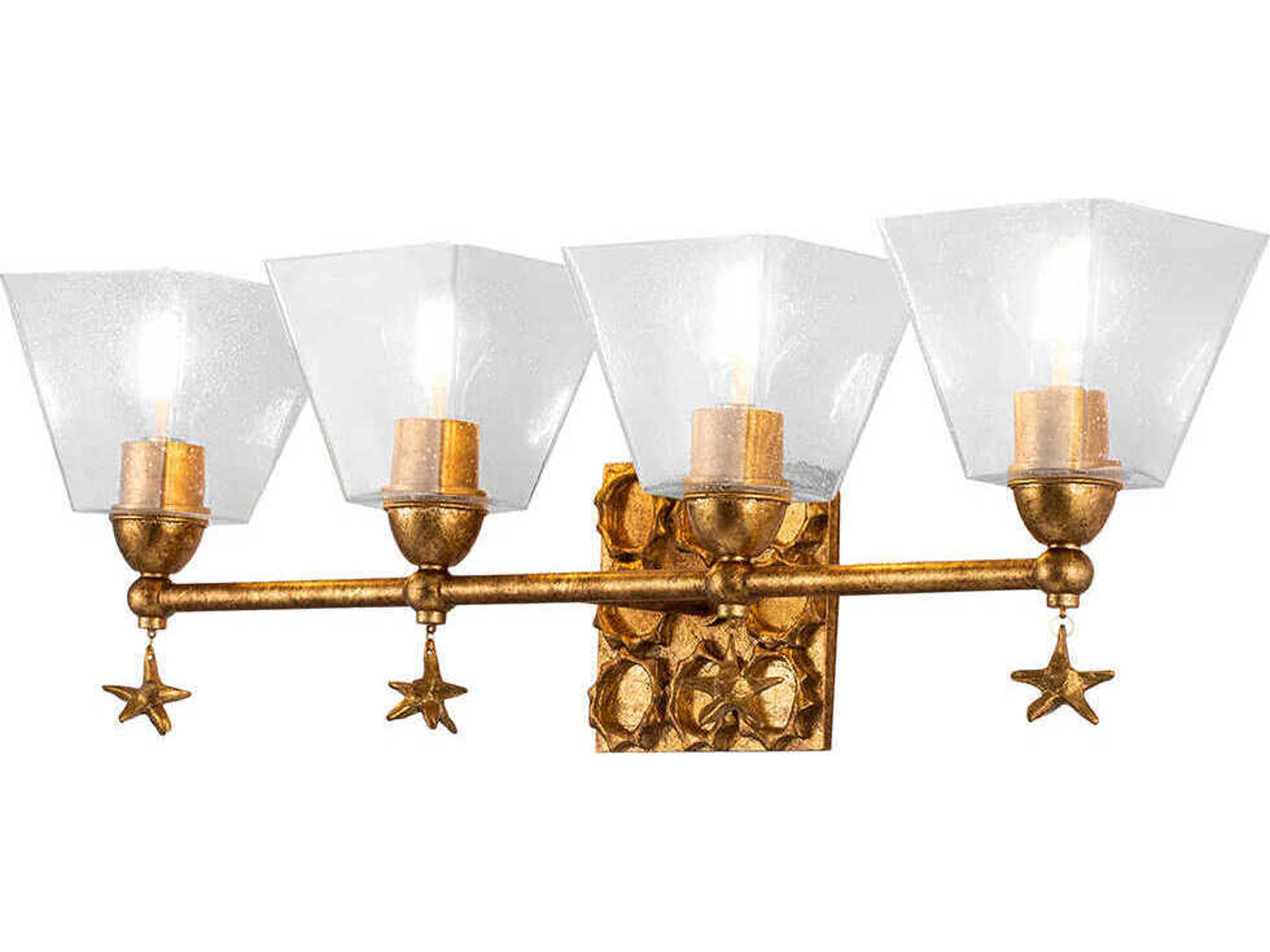 Lucas McKearn Star 4-Light Gold Glass Vanity Light