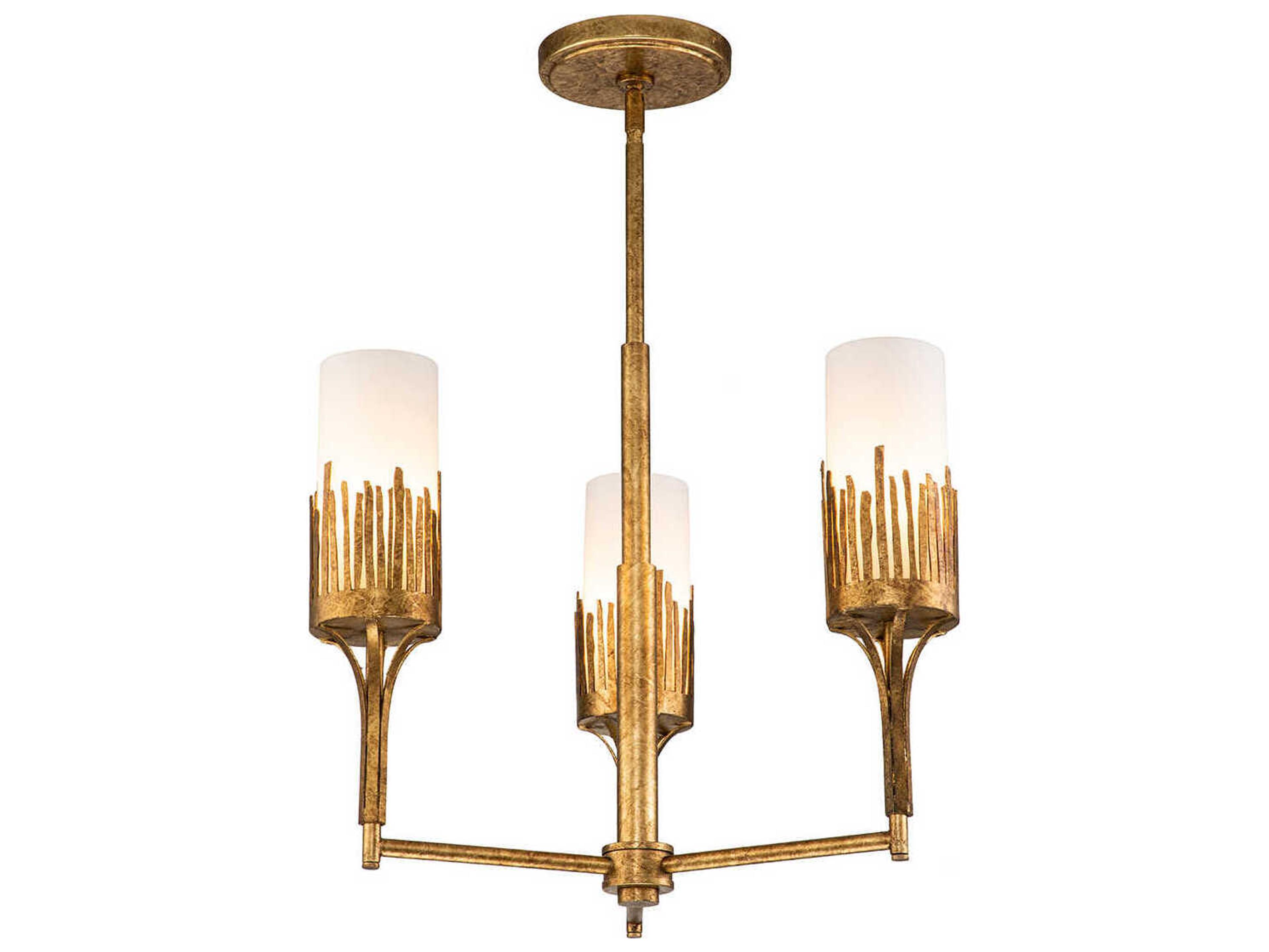Lucas McKearn Sawgrass 3-Light Gold Leaf Glass Cylinder Chandelier