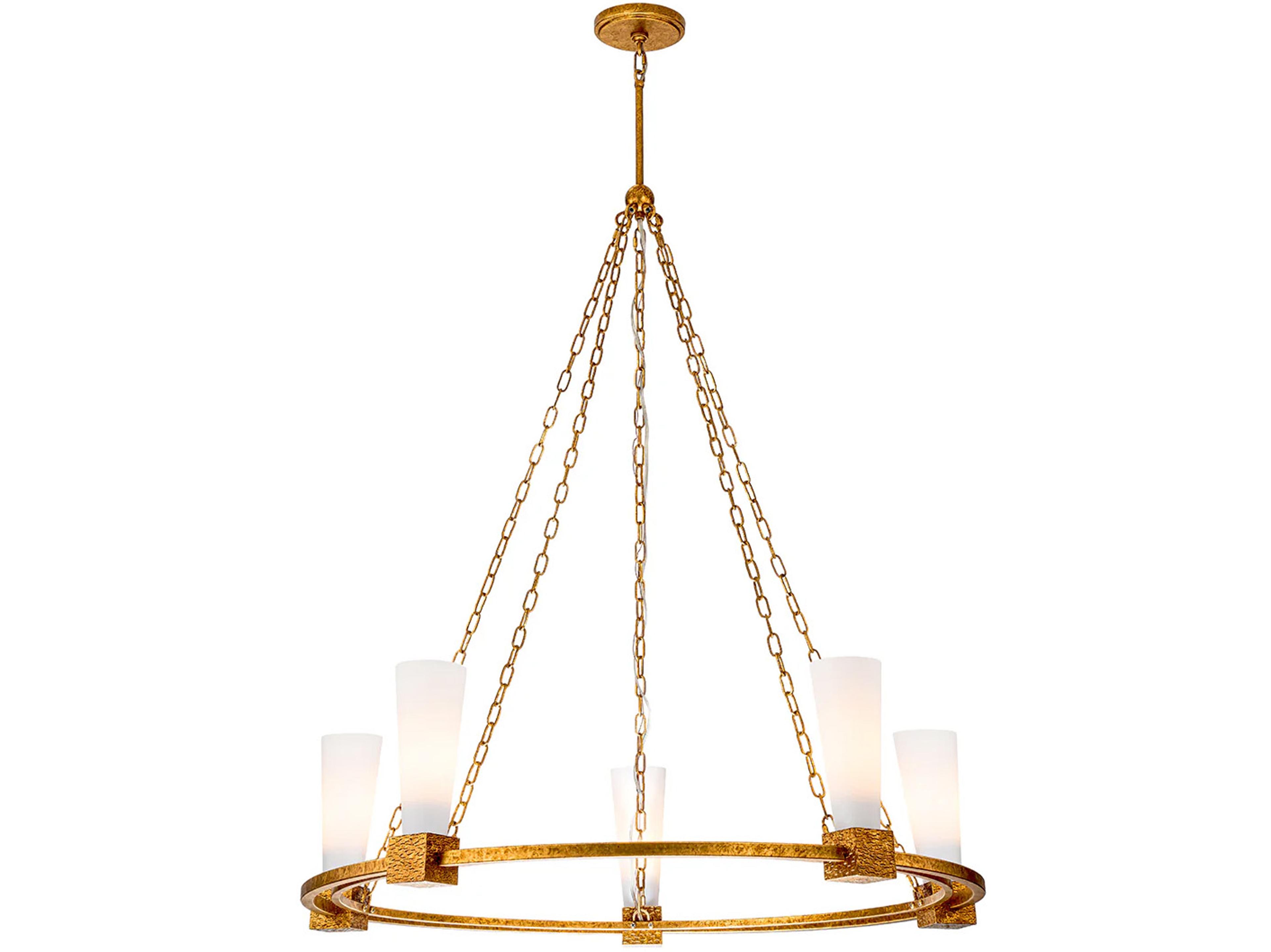 Lucas McKearn Kristy 5-Light Distressed Gold Cylinder Chandelier