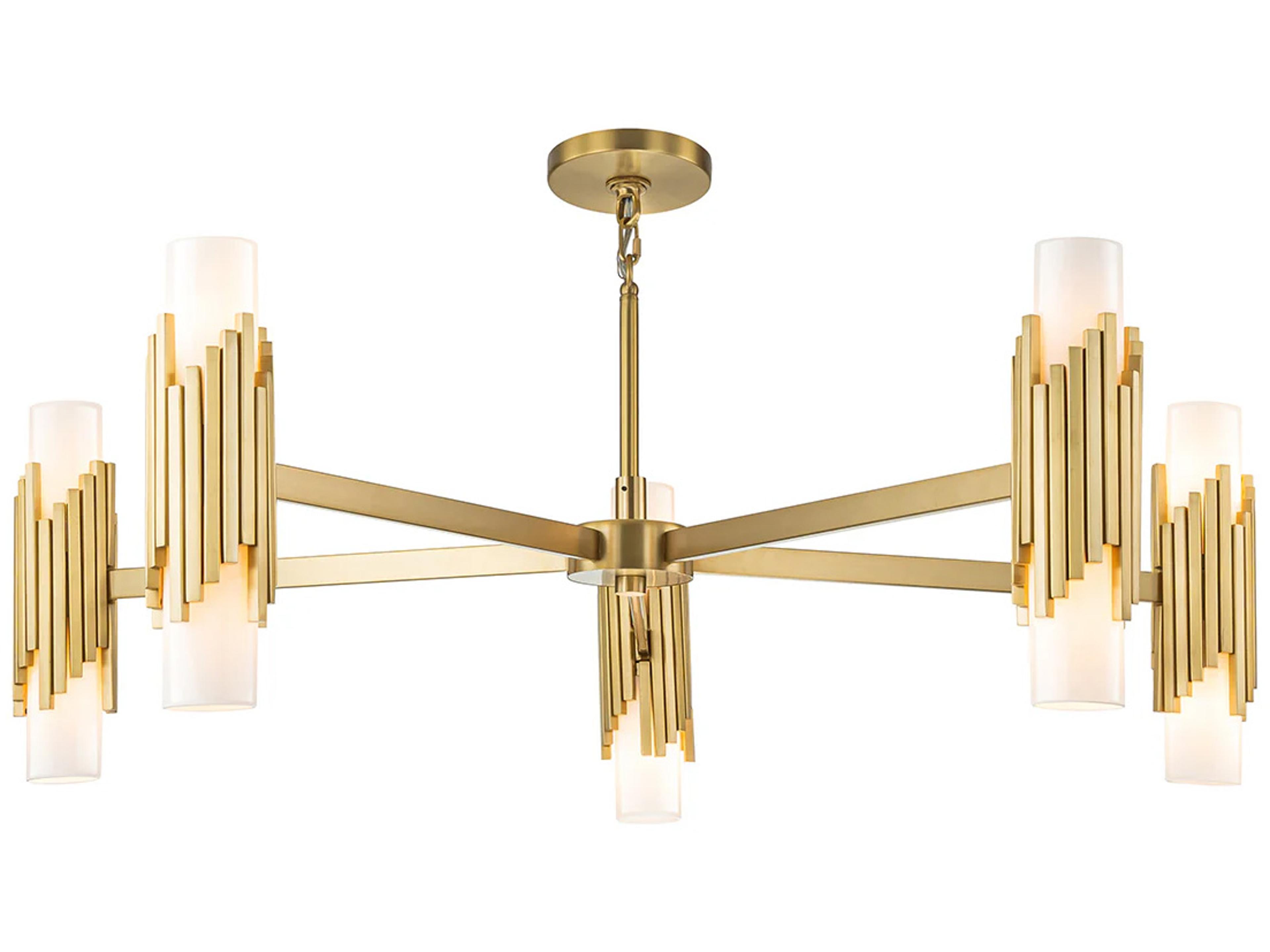 Lucas McKearn Marvel 10-Light Aged Brass Cylinder Chandelier