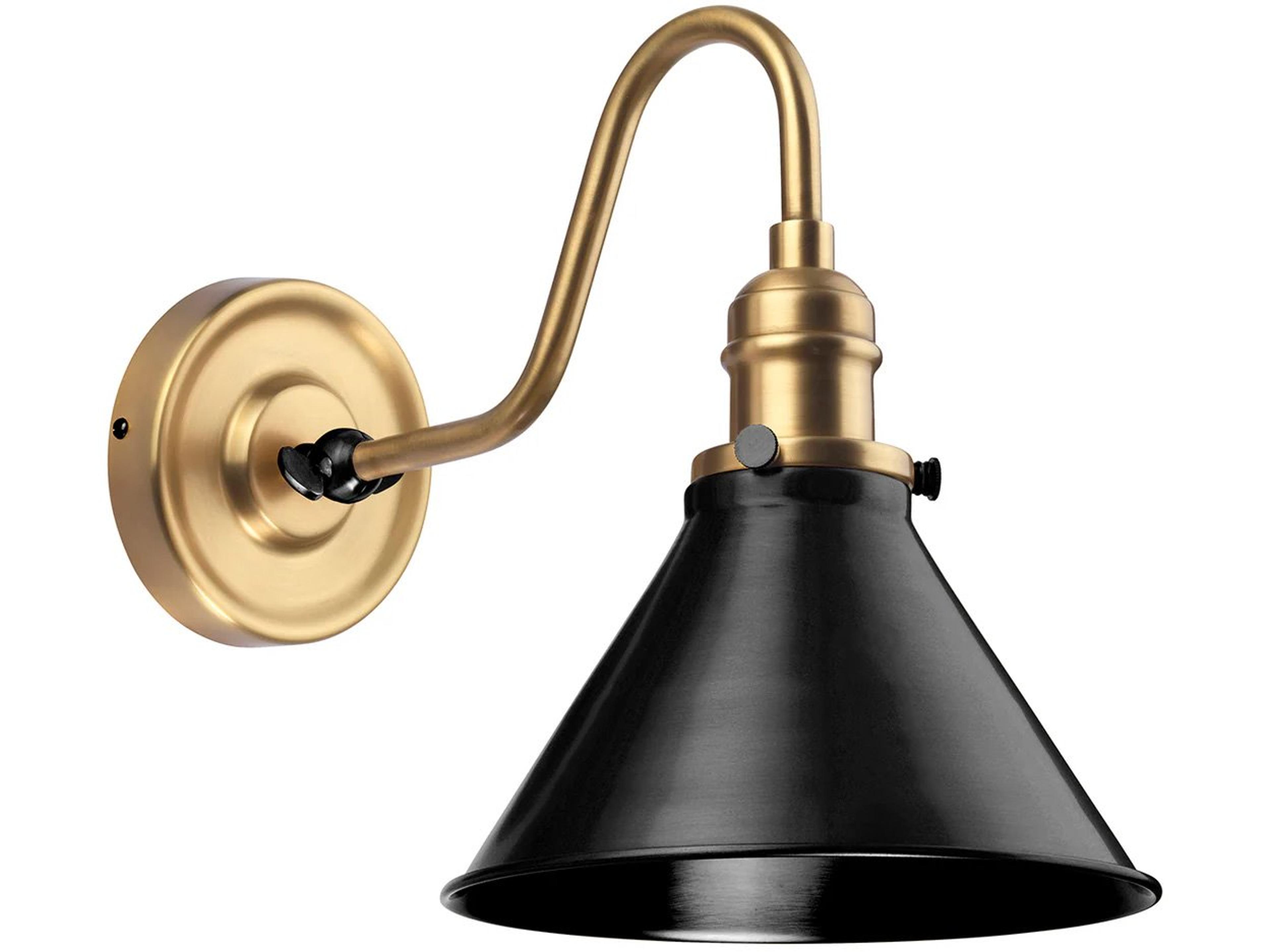 Lucas McKearn Providence 1-Light Aged Brass Black Wall Sconce