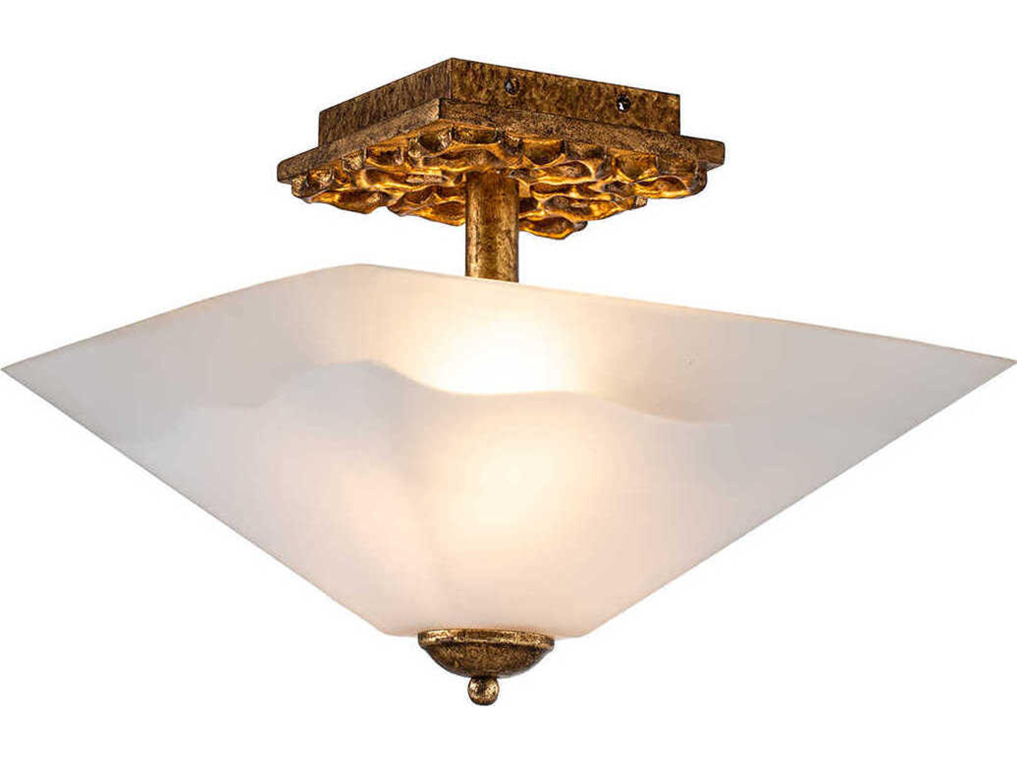 Lucas McKearn Star 2-Light Gold Leaf Glass Empire Semi Flush Mount