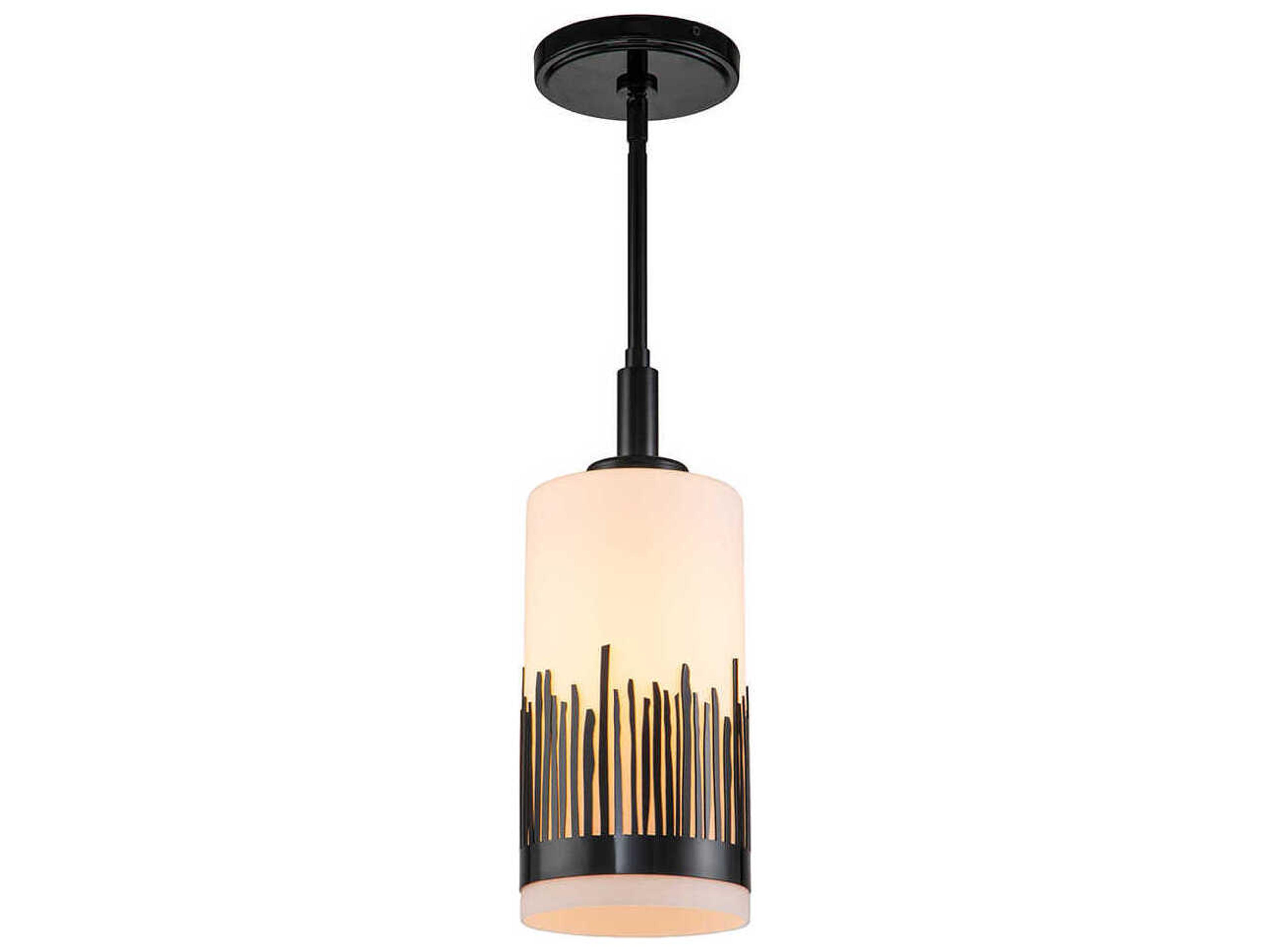Lucas McKearn Sawgrass 1-Light Matte Black Glass Cylinder Mini Pendant
