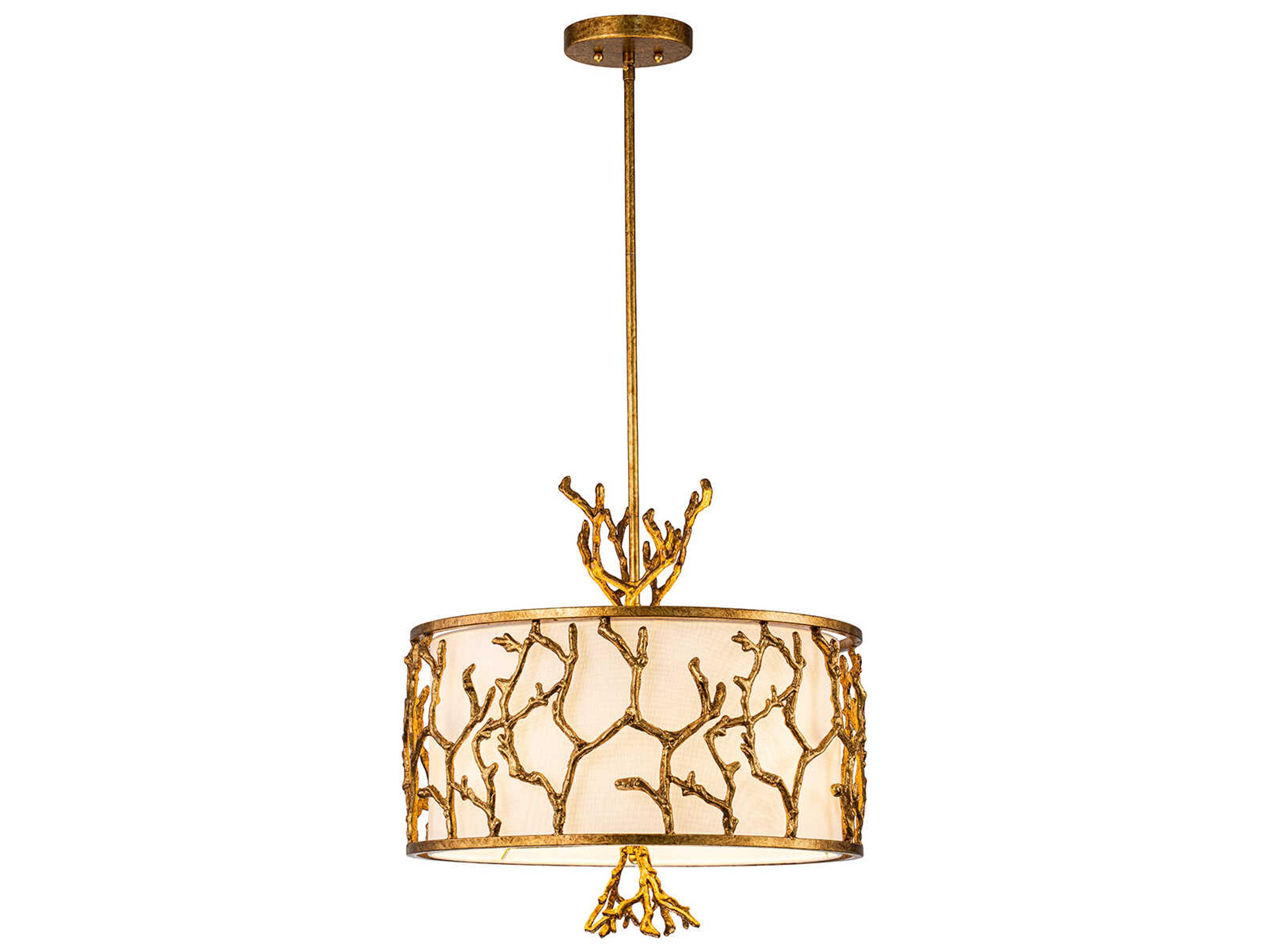 Lucas McKearn Coral 3-Light Gold Drum Chandelier