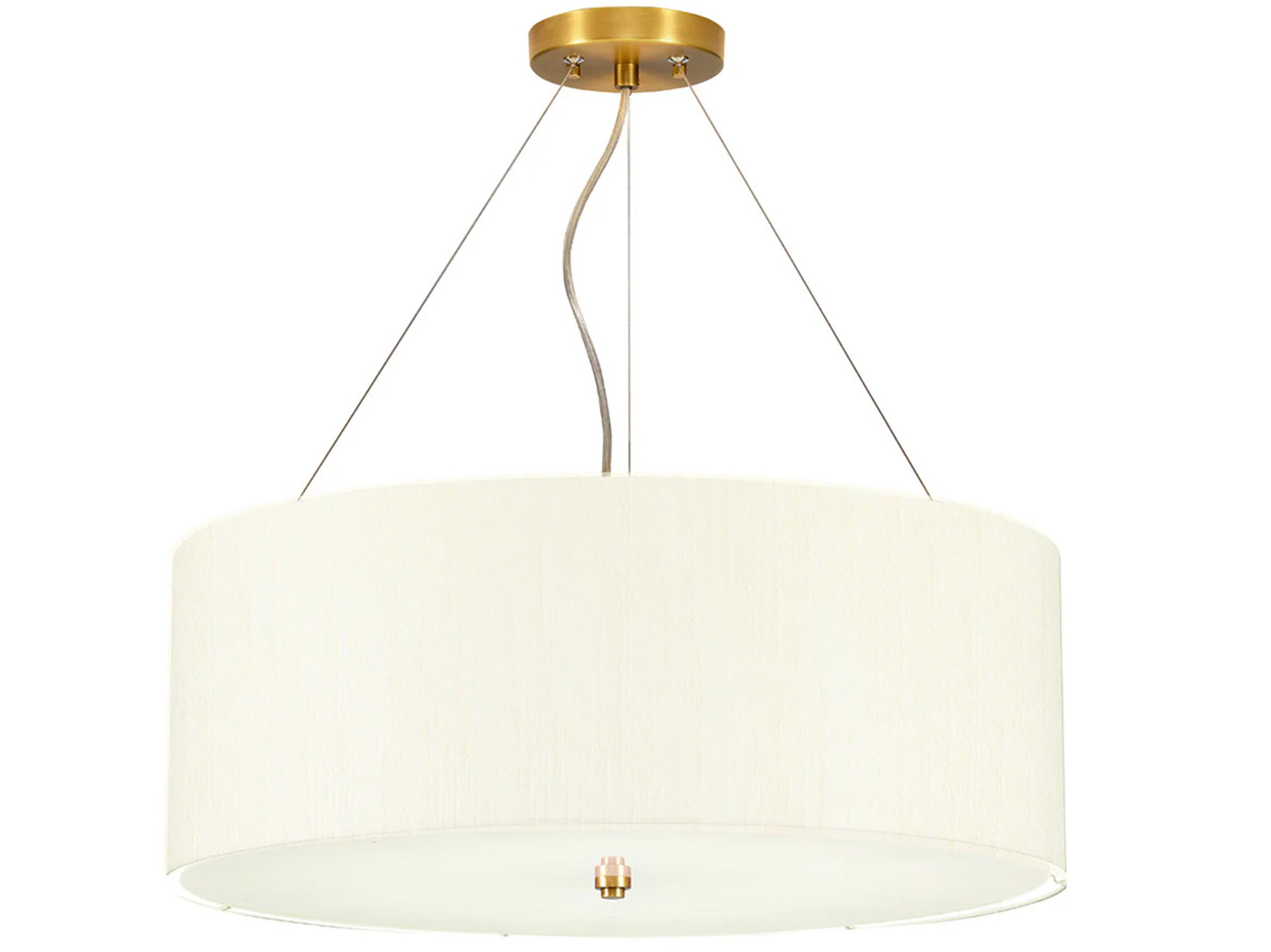 Lucas McKearn Pearce 5-Light Aged Brass Ivory Shade Drum Pendant