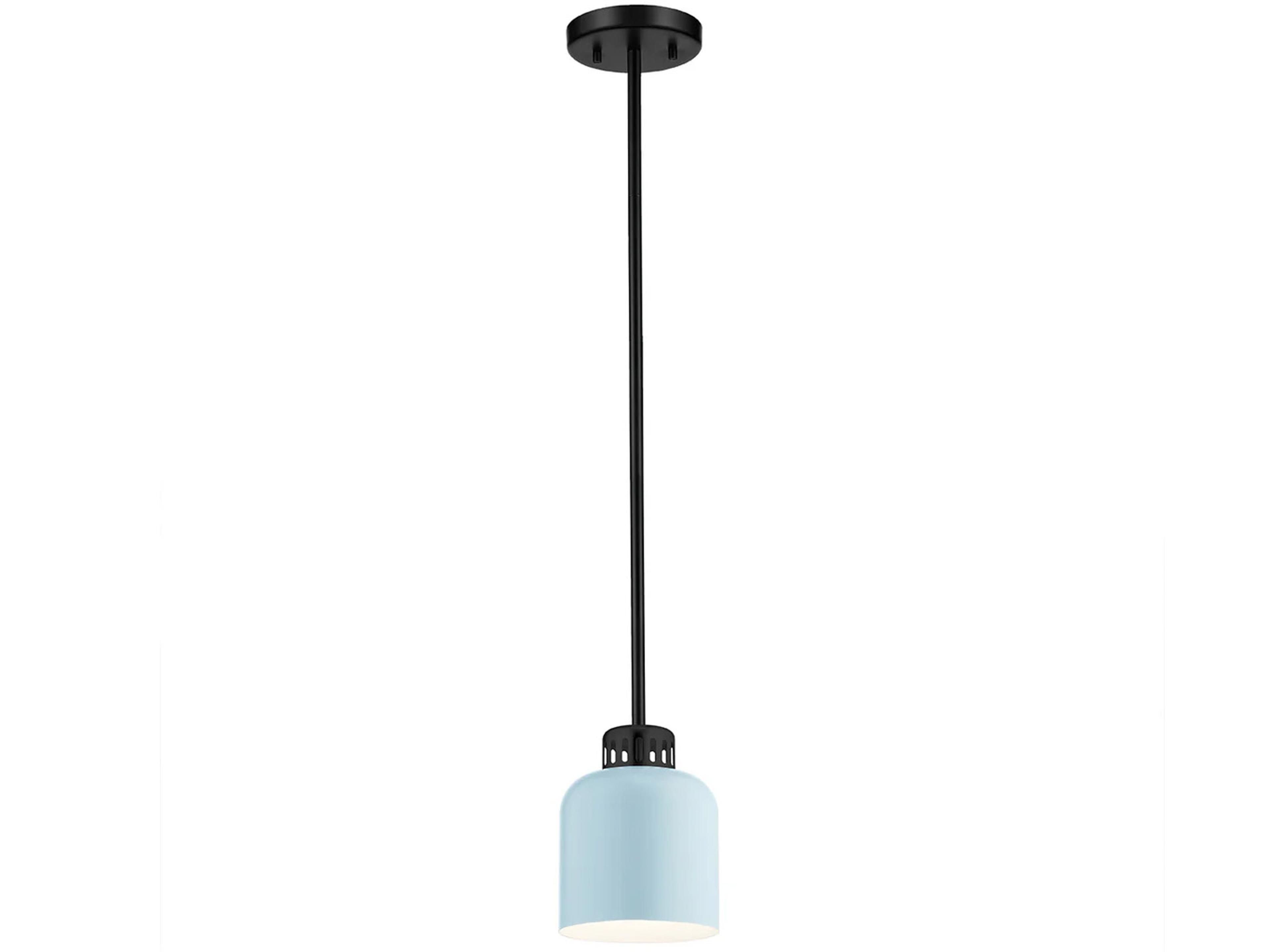 Lucas McKearn York 1-Light Black Pale Blue Cylinder Mini Pendant
