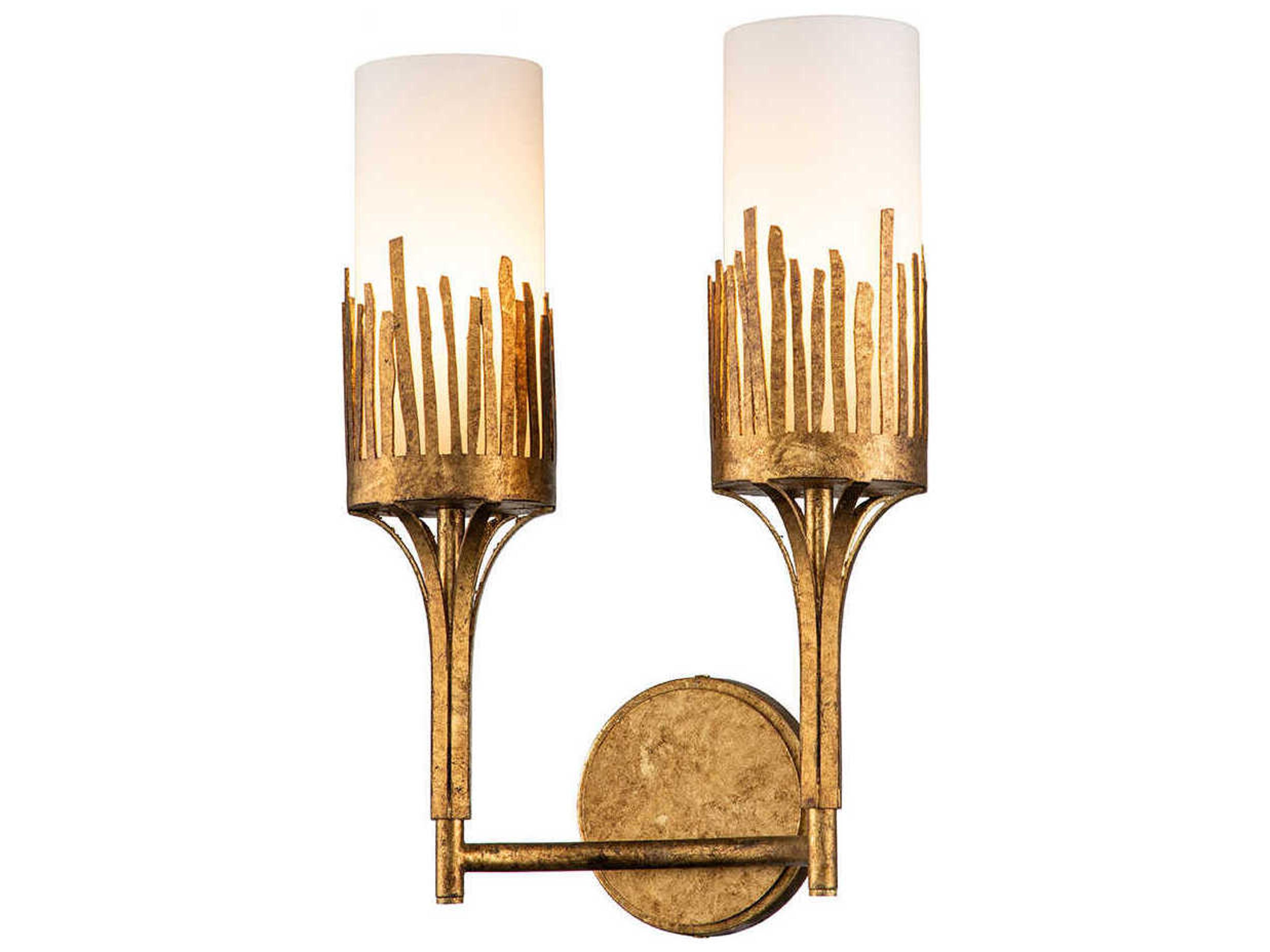 Lucas McKearn Sawgrass 2-Light Gold Leaf Glass Wall Sconce