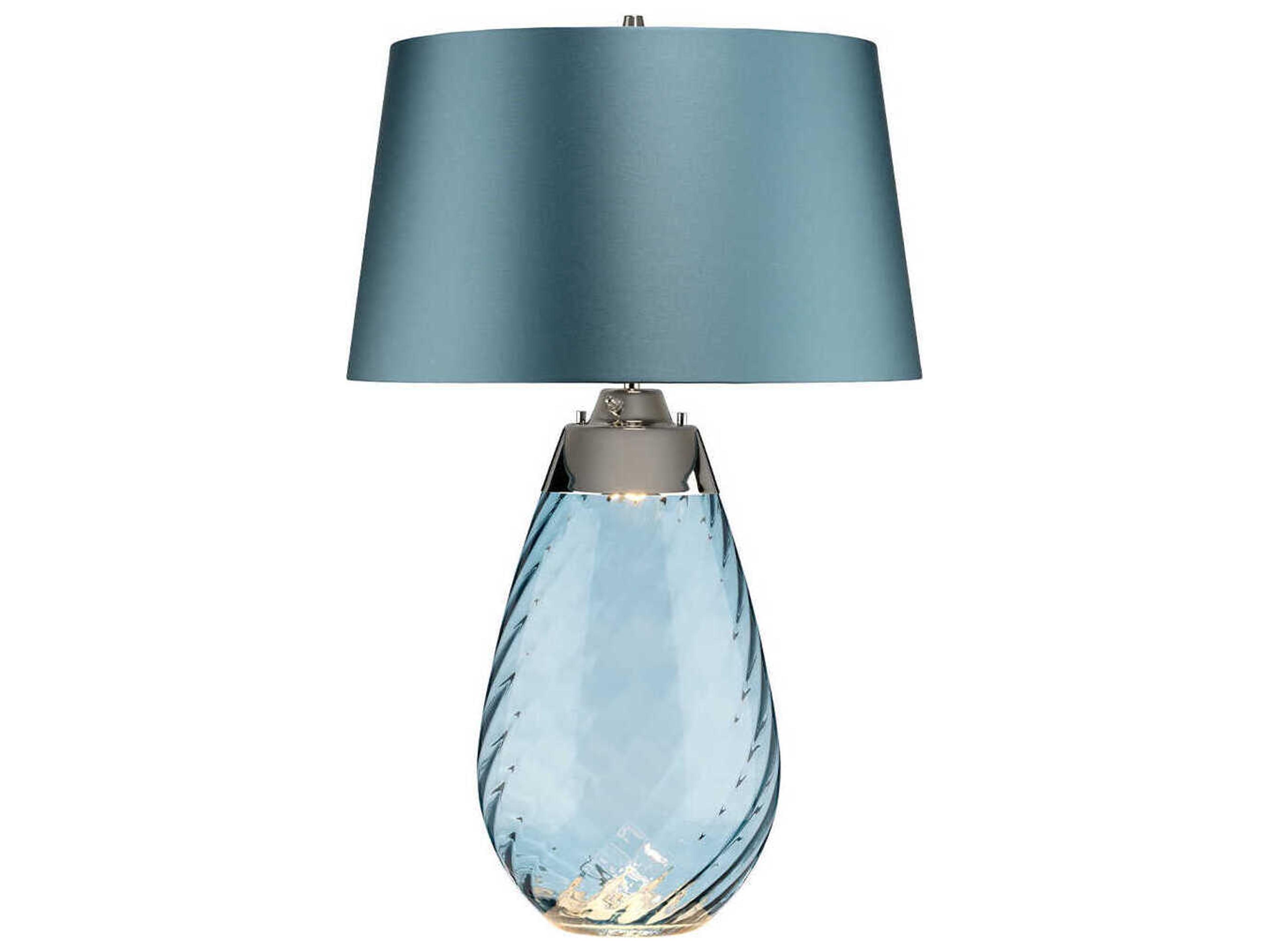 Lucas McKearn Lena Blue Glass Buffet Lamp with Duck Egg Shade