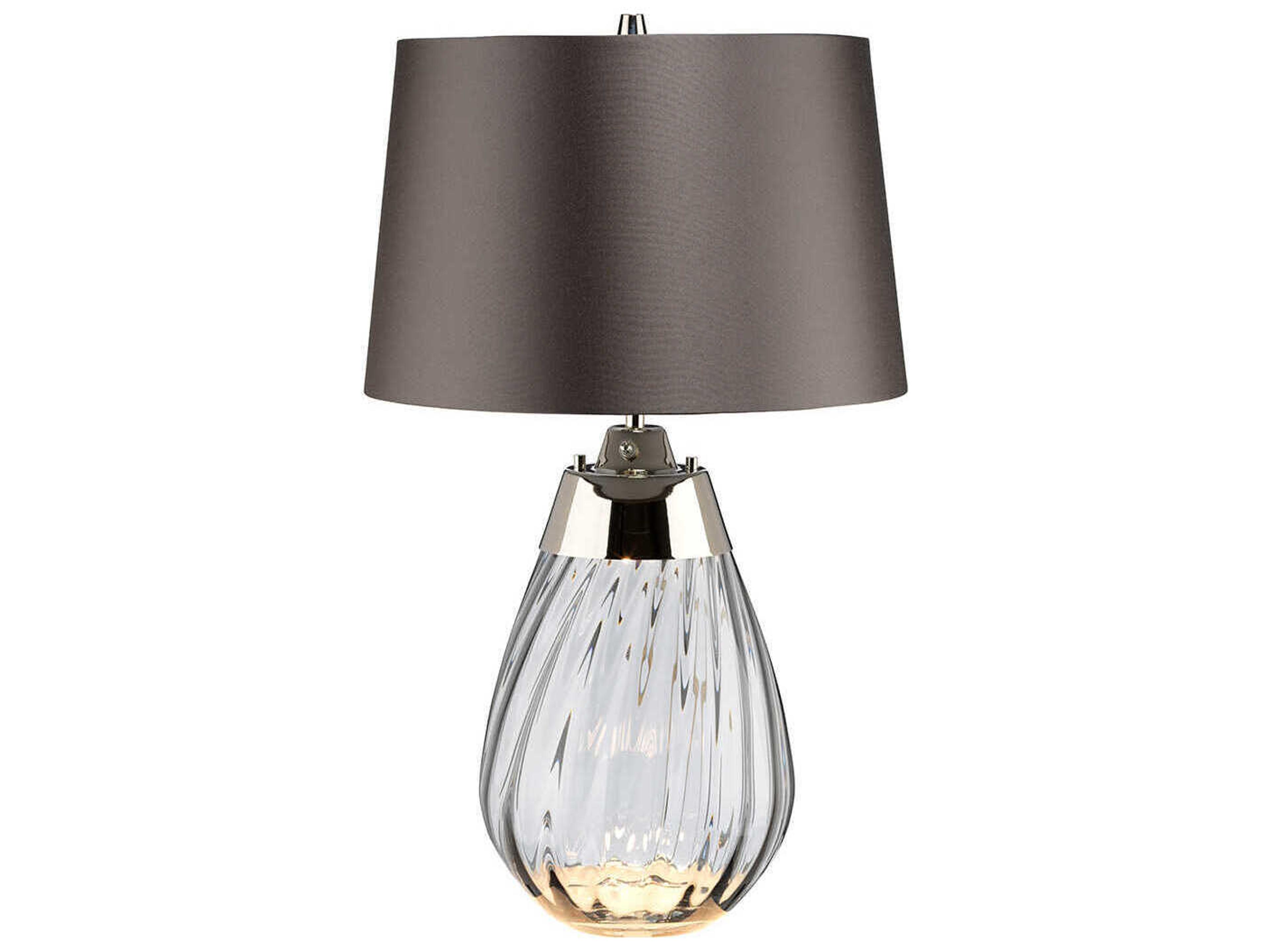 Lucas McKearn Lena Smoke Slate Satin With Silver Laminate Lining Gray Glass Table Lamp with Shade