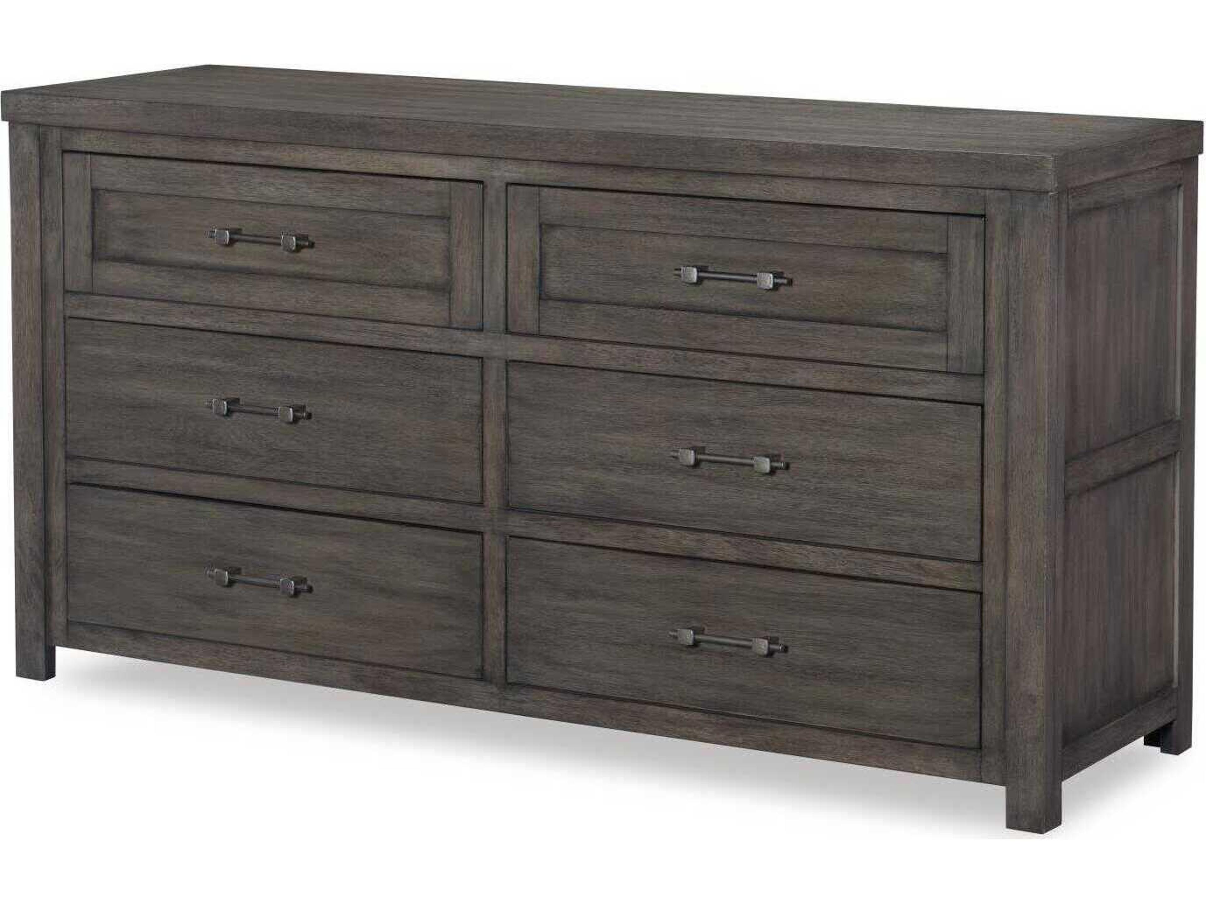 Legacy Classic Bunkhouse 6-Drawers Gray Acacia Wood Double Dresser